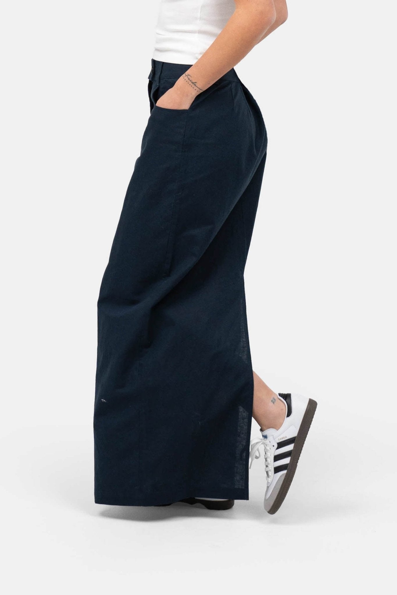 Hør Nederdel Navy |  Skagen-clothing.dk