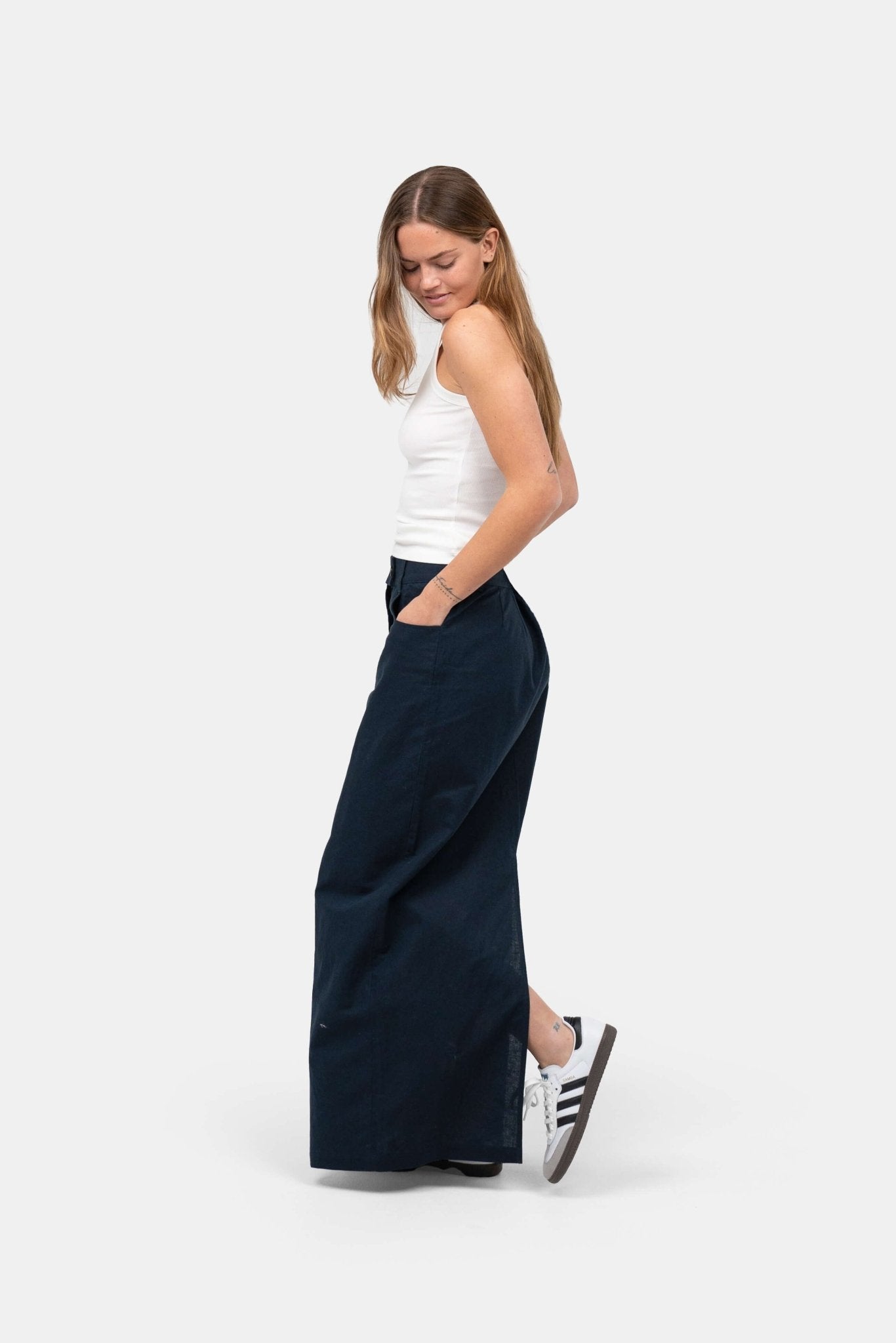 Hør Nederdel Navy |  Skagen-clothing.dk