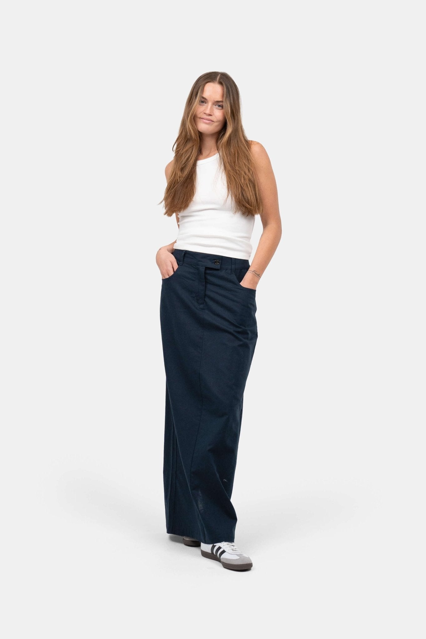 Hør Nederdel Navy |  Skagen-clothing.dk