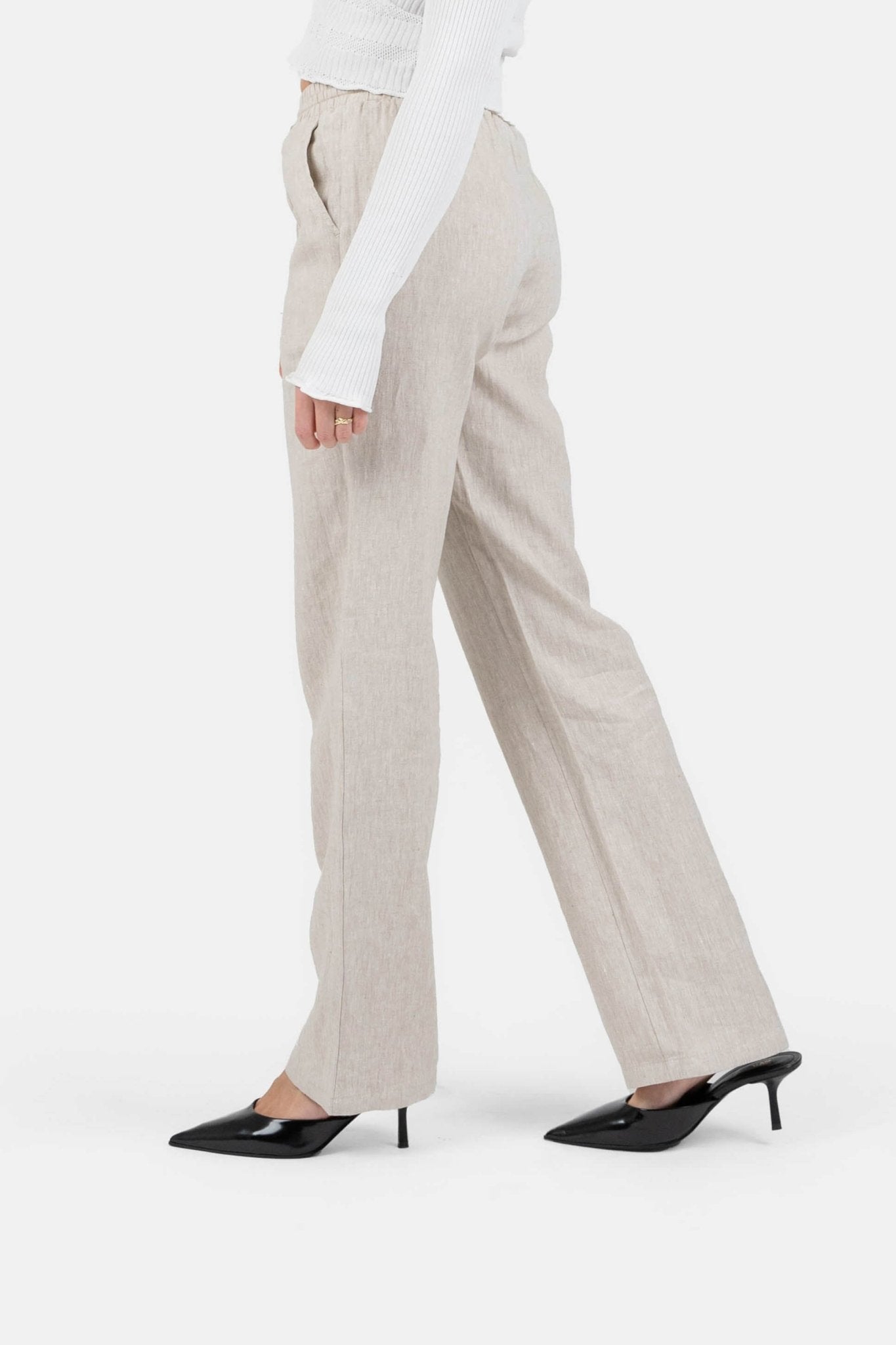 Hørbukser Højtaljede Beige |  Skagen-clothing.dk