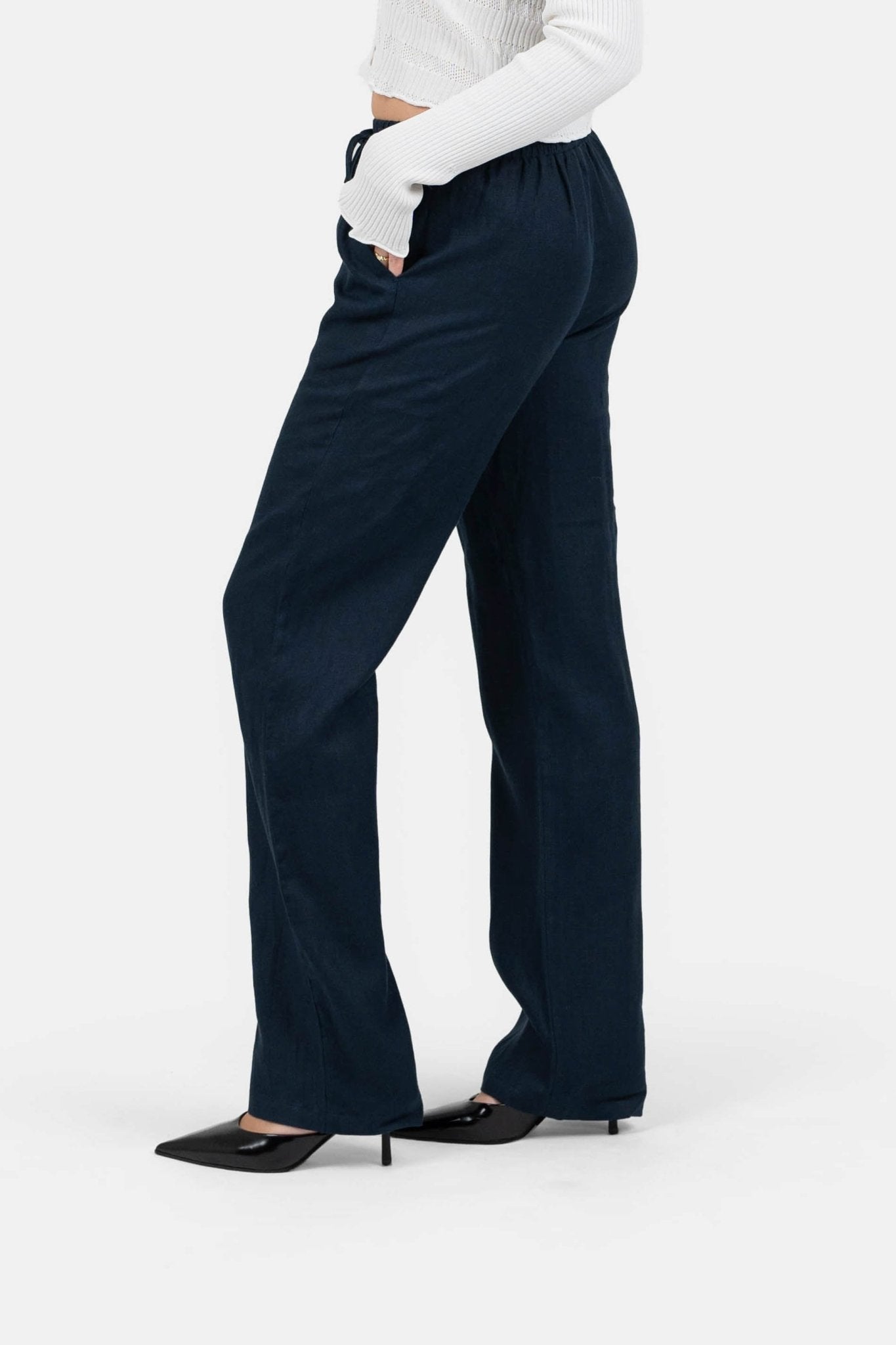 Hørbukser Højtaljede Navy |  Skagen-clothing.dk