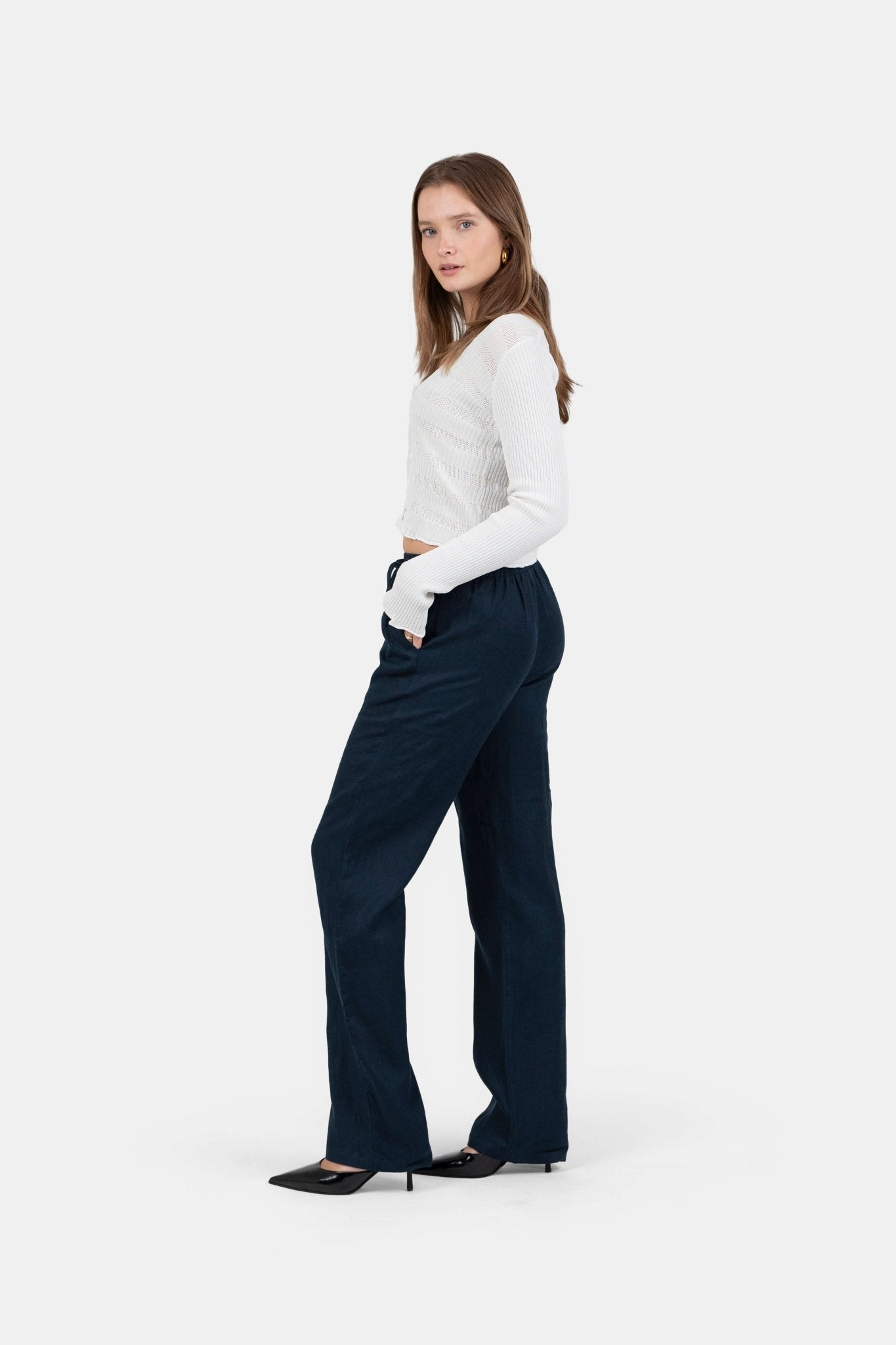 Hørbukser Højtaljede Navy |  Skagen-clothing.dk