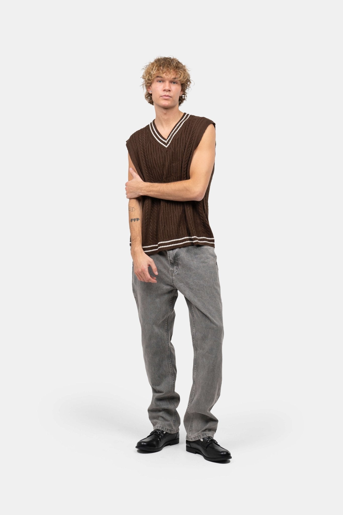 Kabel Strikvest Brun |  Skagen-clothing.dk