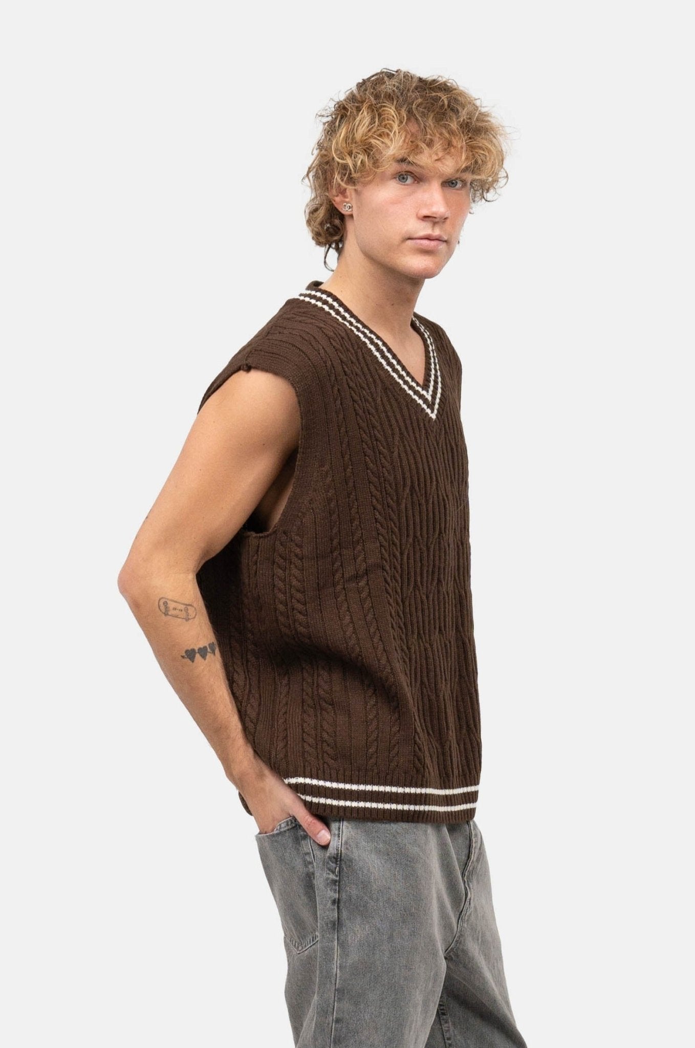 Kabel Strikvest Brun |  Skagen-clothing.dk
