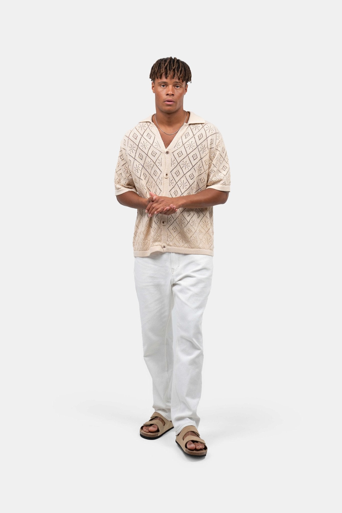 Kortærmet Crochet Skjorte Beige |  Skagen-clothing.dk