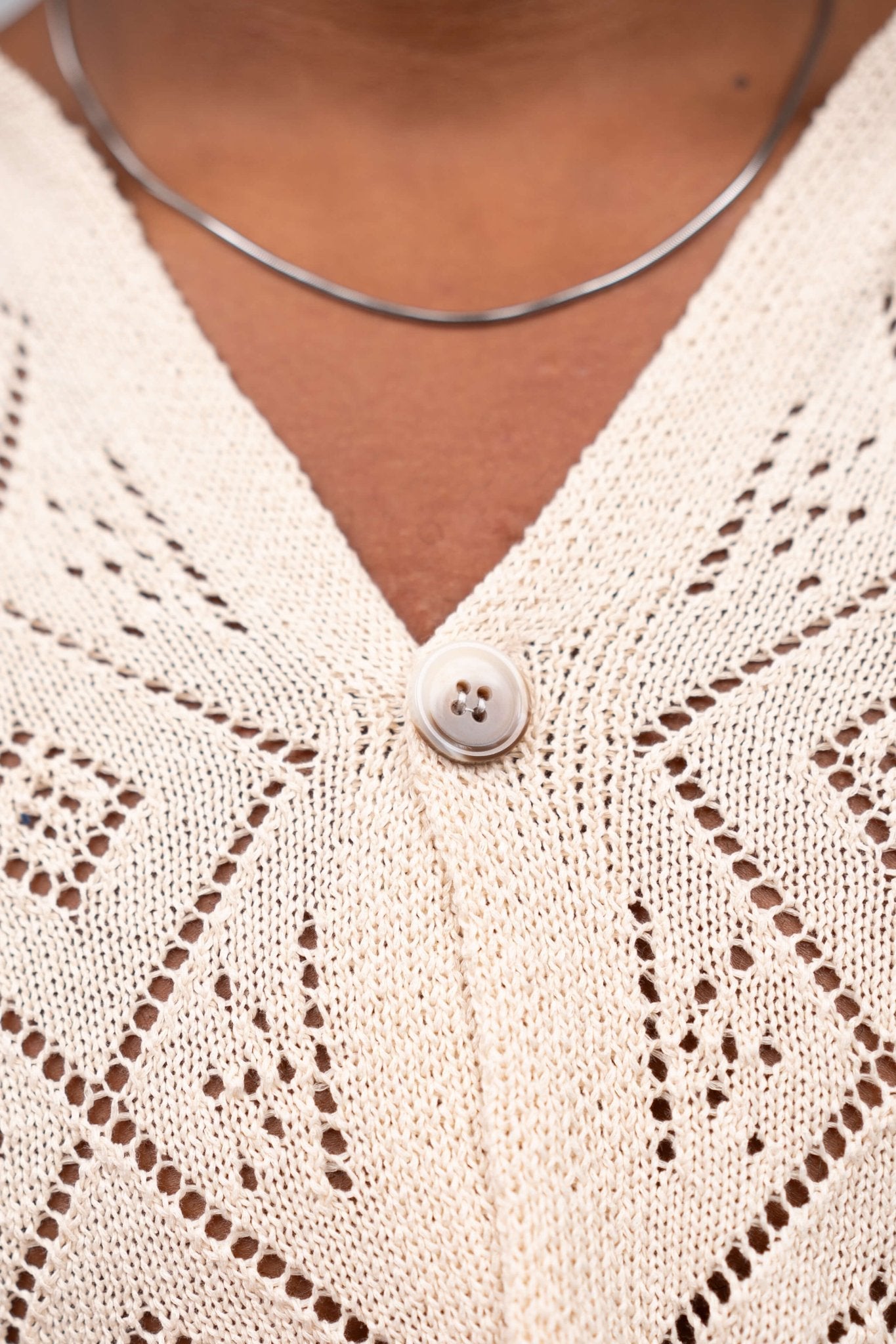 Kortærmet Crochet Skjorte Beige |  Skagen-clothing.dk