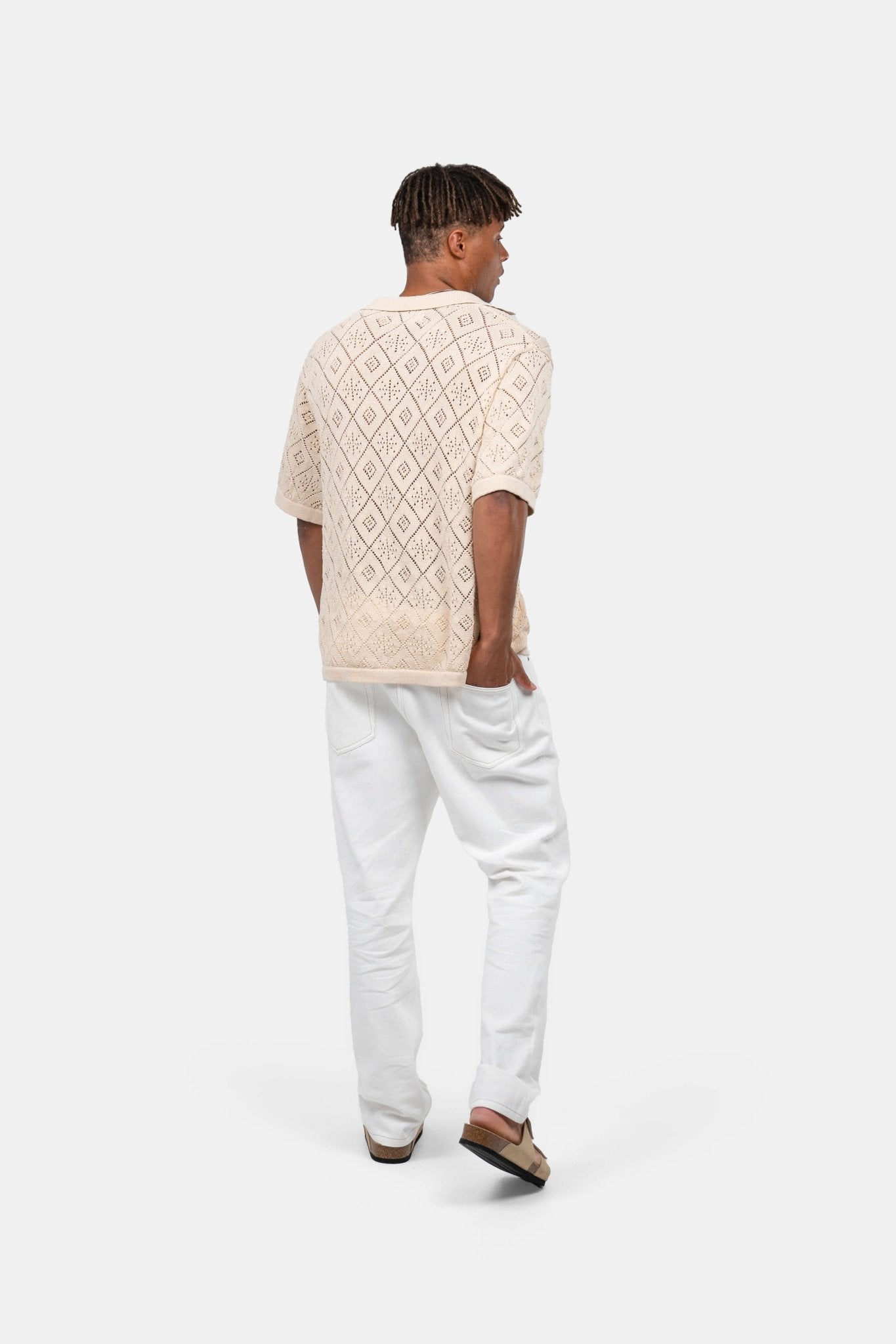 Kortærmet Crochet Skjorte Beige |  Skagen-clothing.dk