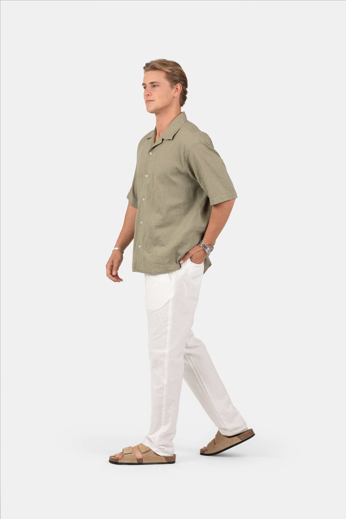 Kortærmet Hørskjorte Army |  Skagen-clothing.dk