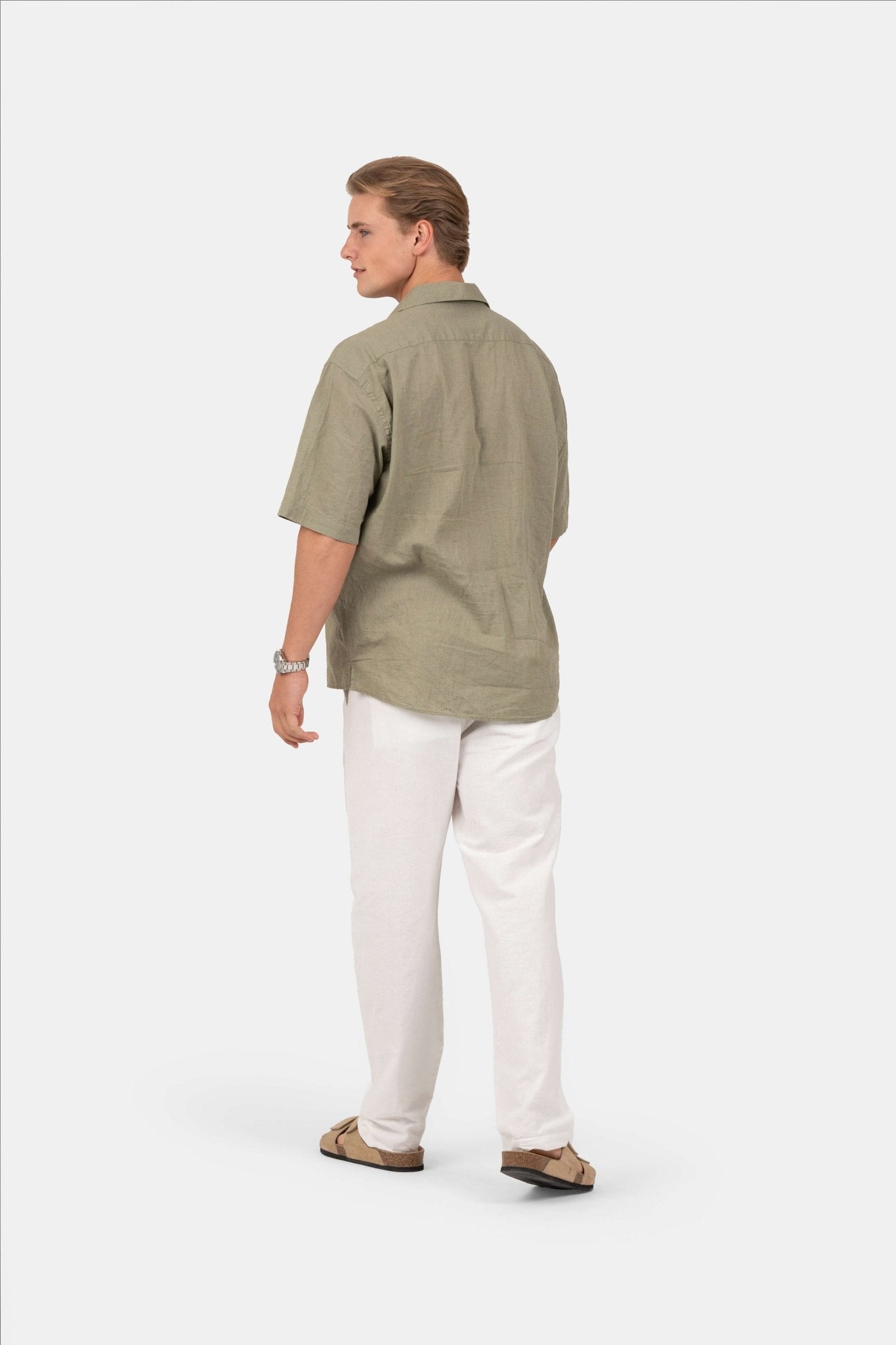 Kortærmet Hørskjorte Army |  Skagen-clothing.dk
