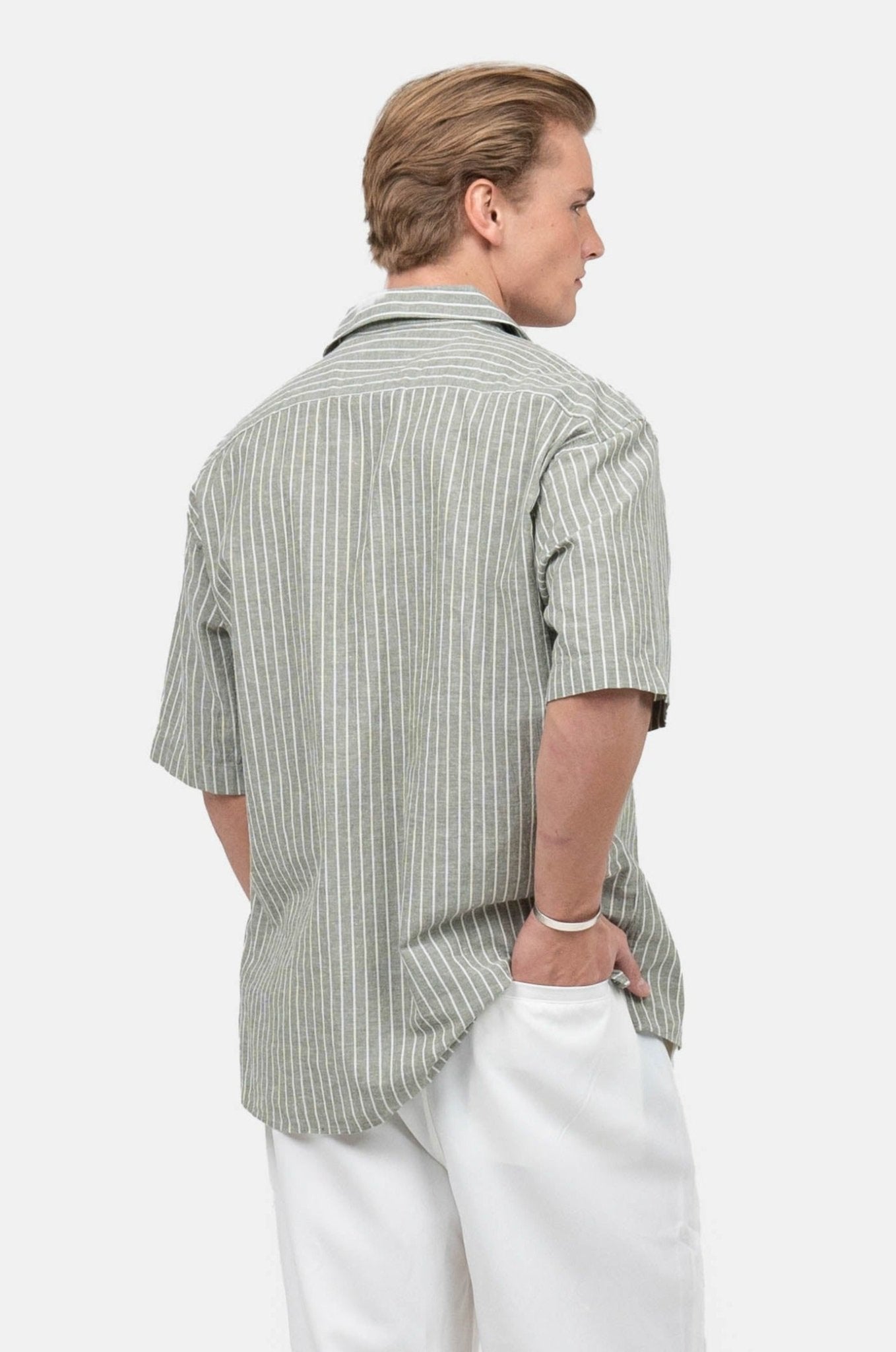 Kortærmet Hørskjorte Army Stribet |  Skagen-clothing.dk