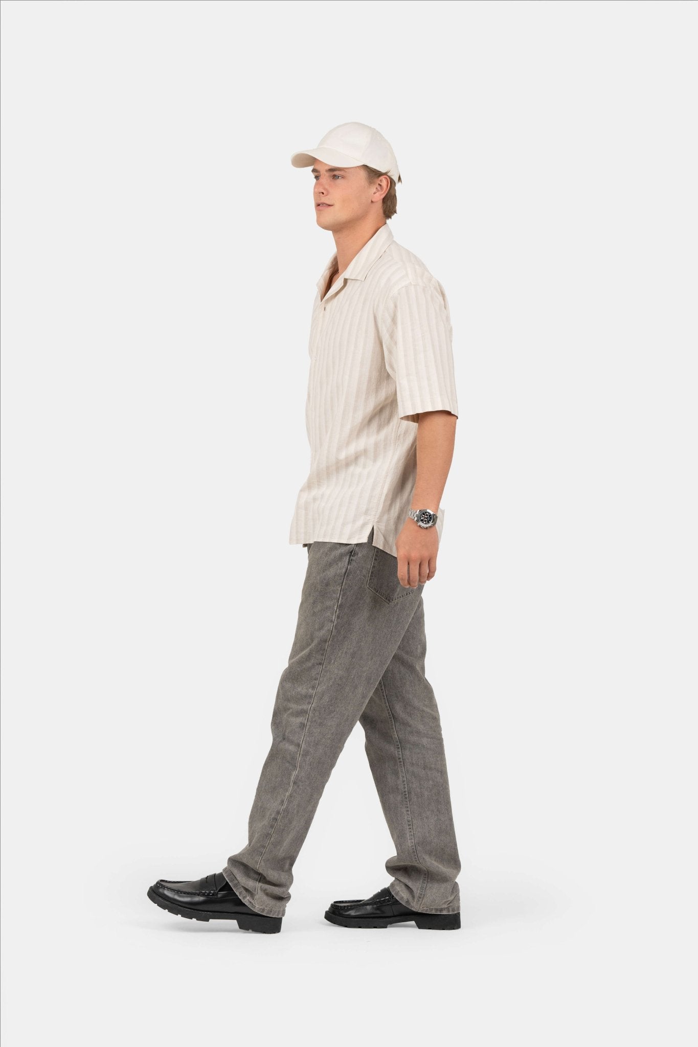 Kortærmet Hørskjorte Beige Stribet |  Skagen-clothing.dk