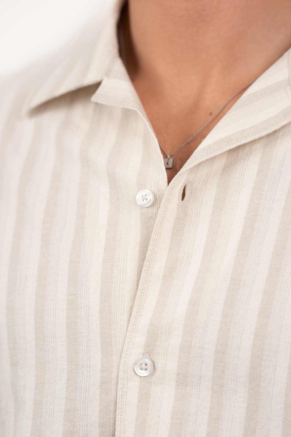 Kortærmet Hørskjorte Beige Stribet |  Skagen-clothing.dk
