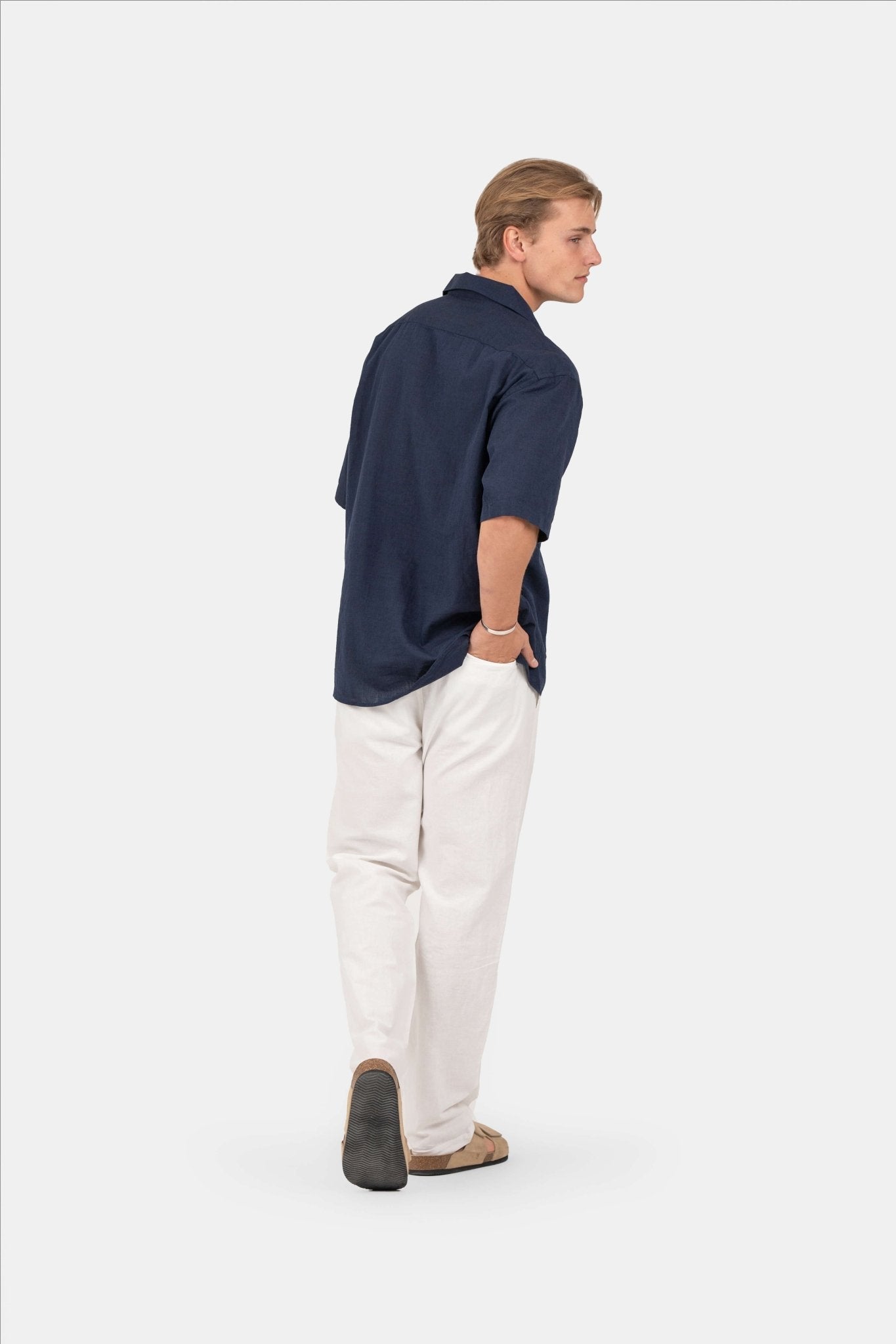 Kortærmet Hørskjorte Navy |  Skagen-clothing.dk