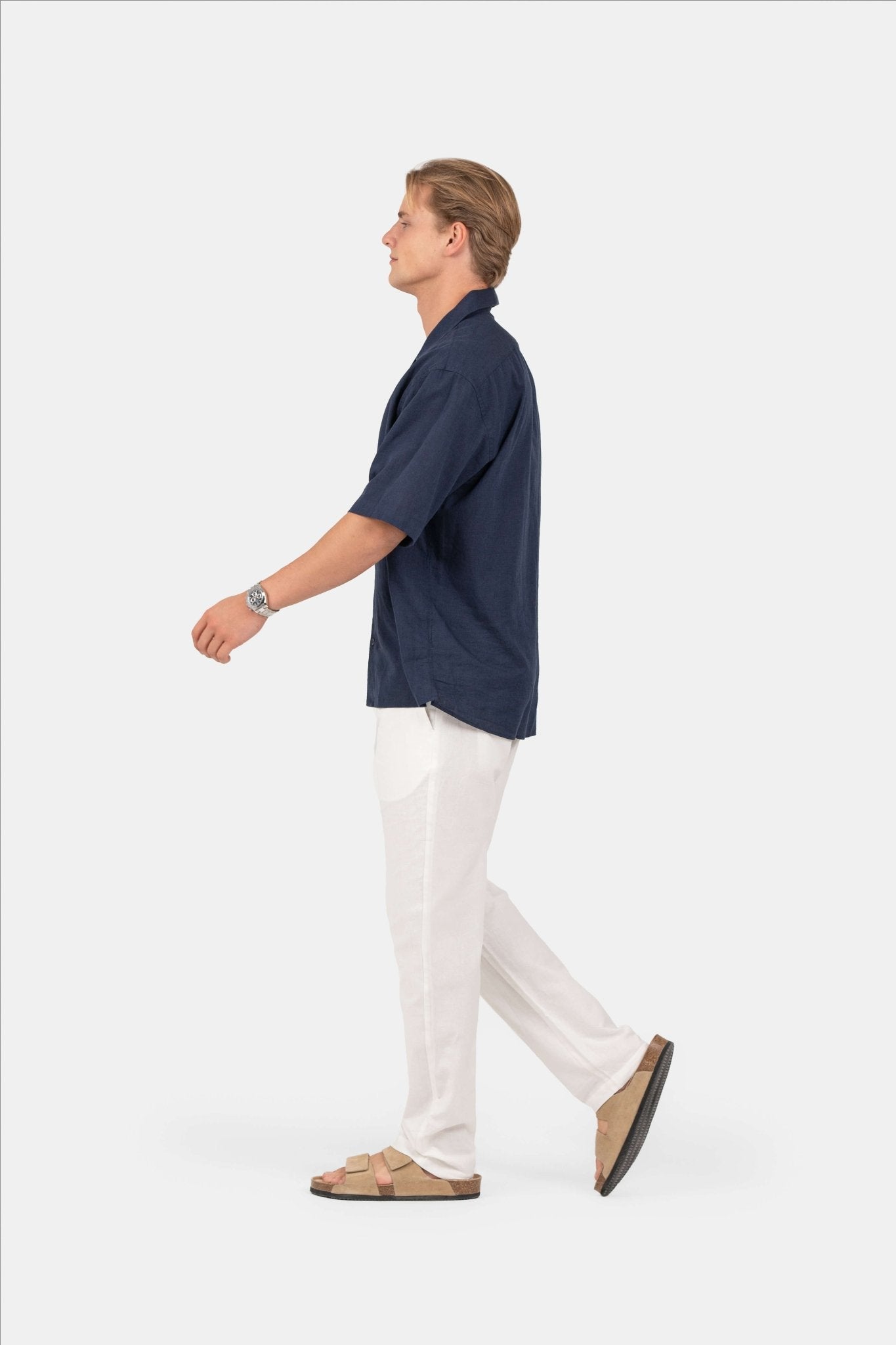 Kortærmet Hørskjorte Navy |  Skagen-clothing.dk