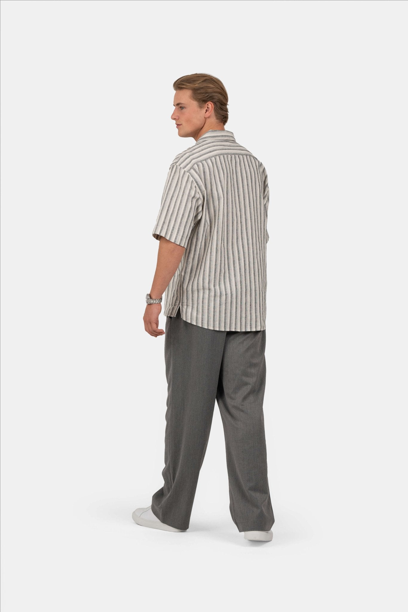 Kortærmet Hørskjorte Sort Stribet |  Skagen-clothing.dk