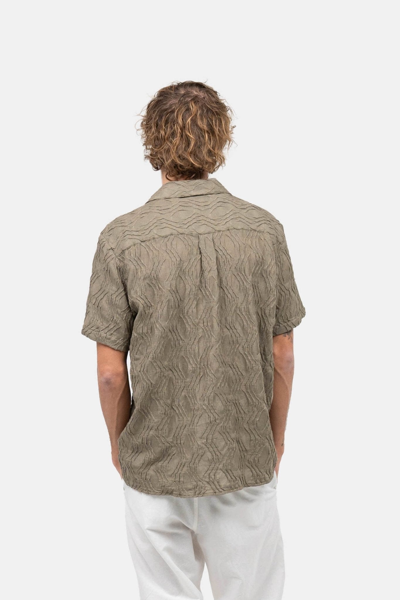 Kortærmet Jacquard Skjorte Army |  Skagen-clothing.dk