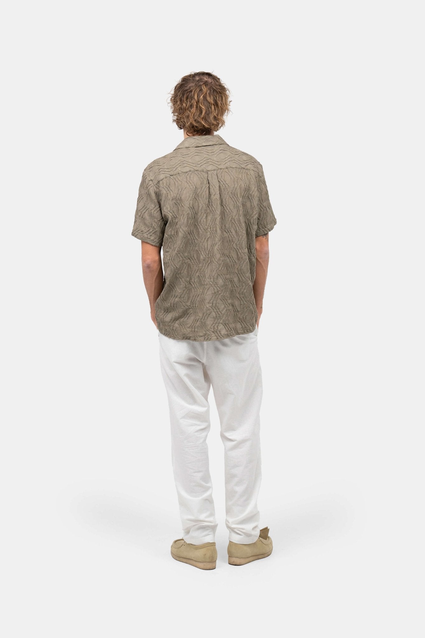 Kortærmet Jacquard Skjorte Army |  Skagen-clothing.dk