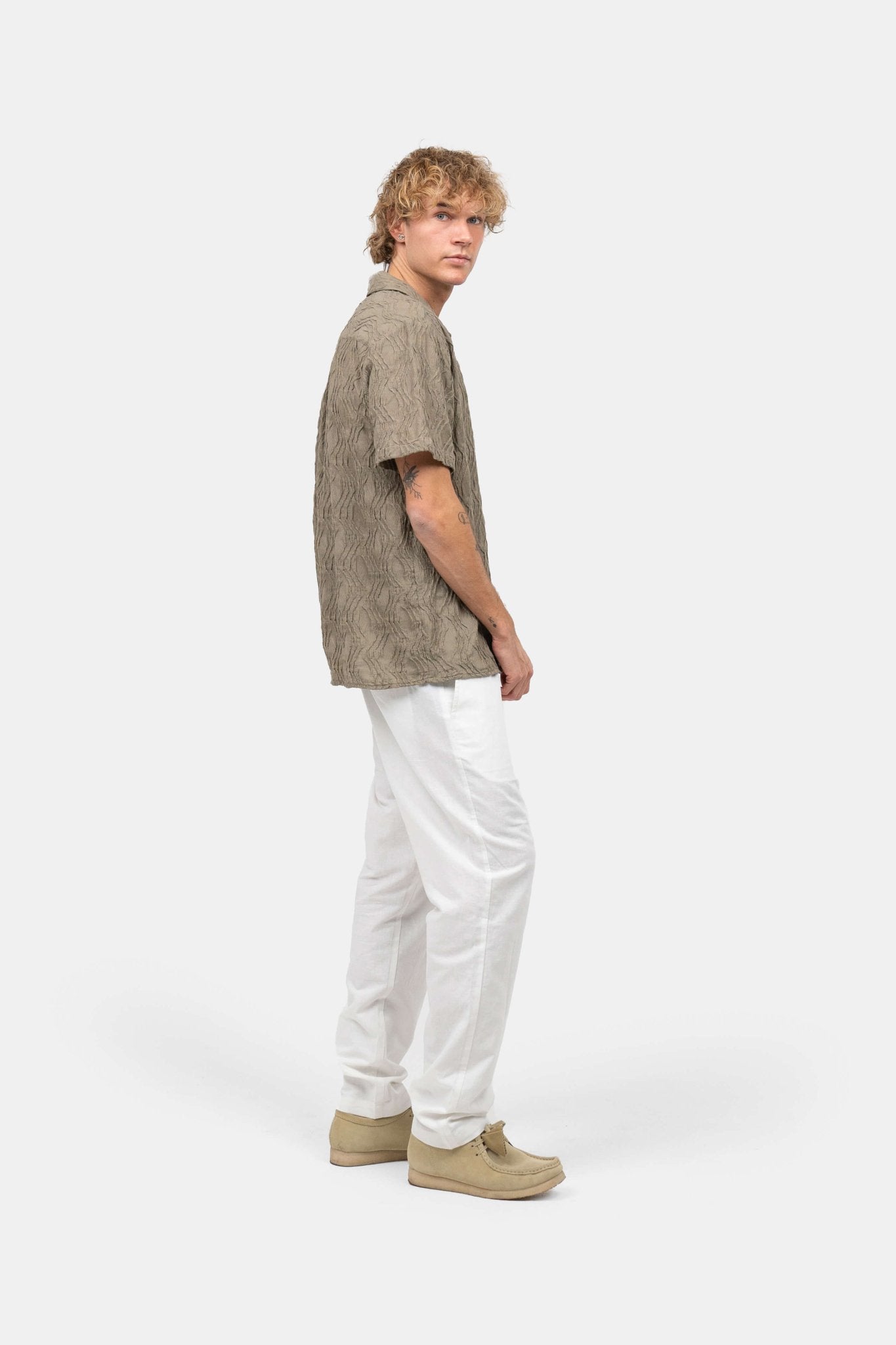 Kortærmet Jacquard Skjorte Army |  Skagen-clothing.dk