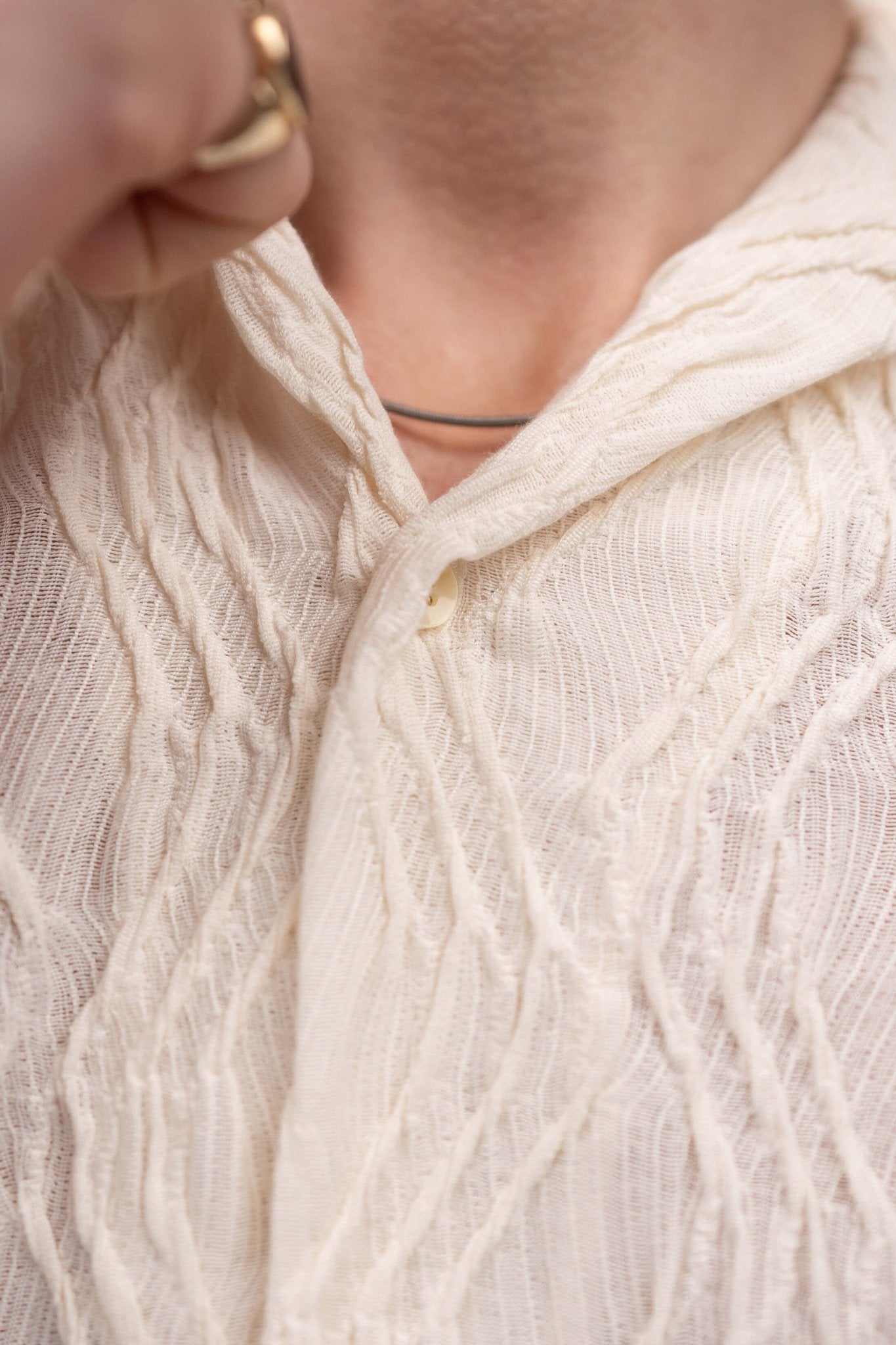 Kortærmet Jacquard Skjorte Cremehvid |  Skagen-clothing.dk