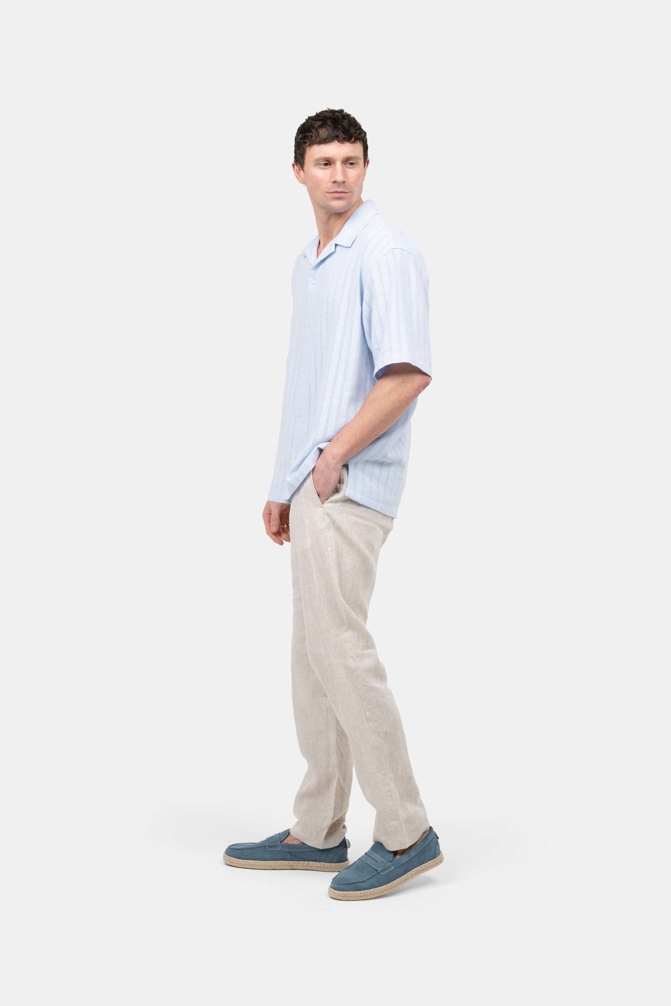 Kortærmet Strikskjorte Lyseblå |  Skagen-clothing.dk