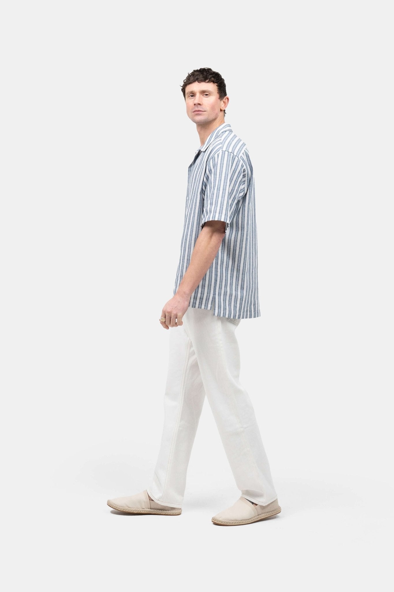 Kortærmet Strikskjorte Navy Stribet |  Skagen-clothing.dk