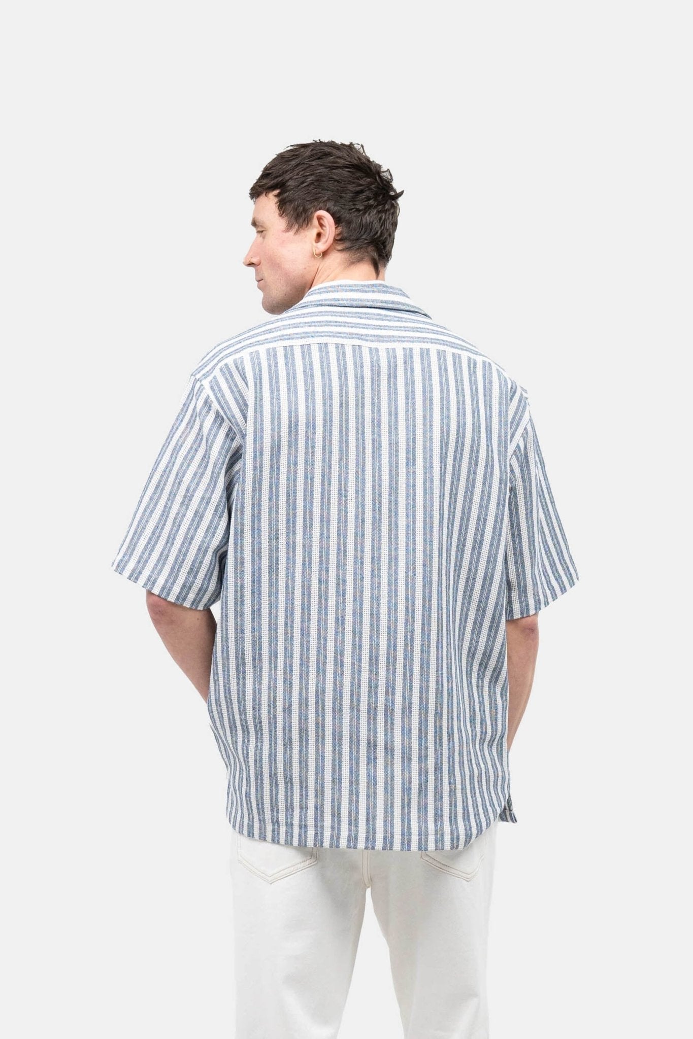 Kortærmet Strikskjorte Navy Stribet |  Skagen-clothing.dk