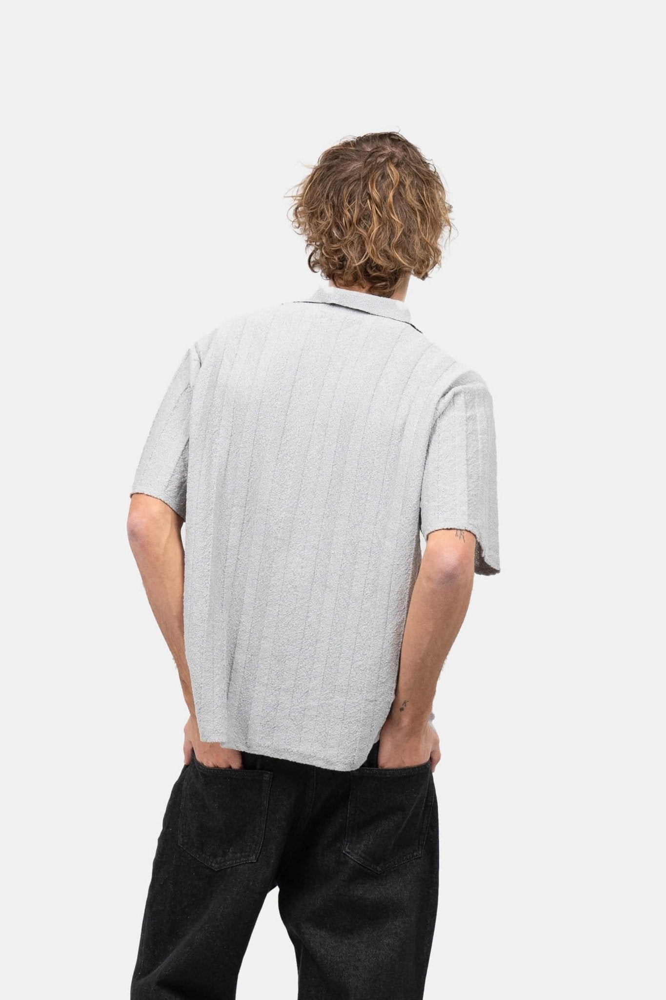 Kortærmet Textured Skjorte Grå |  Skagen-clothing.dk