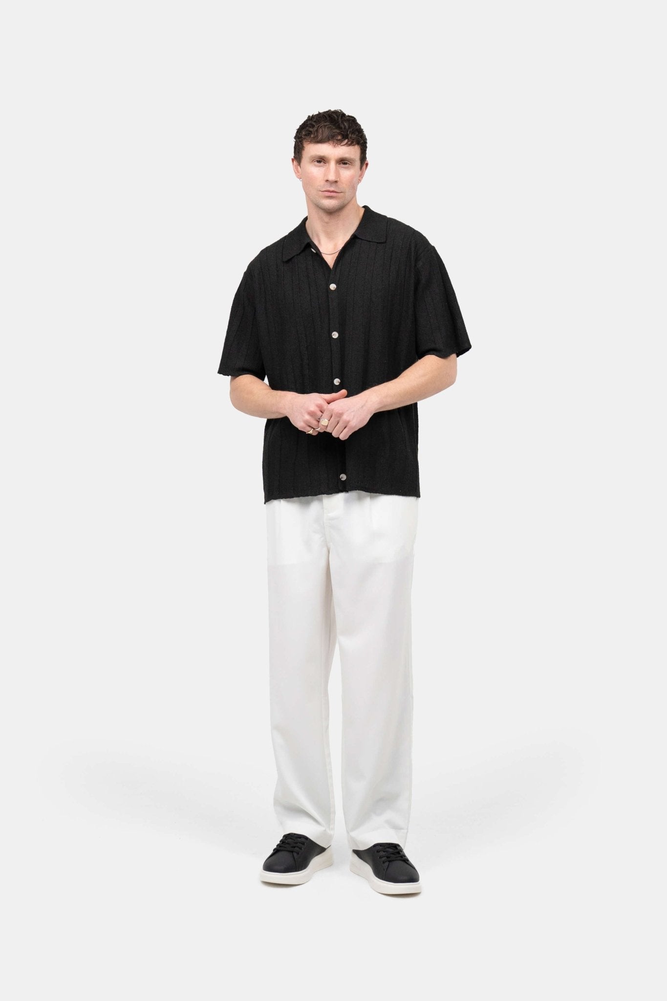 Kortærmet Textured Skjorte Sort |  Skagen-clothing.dk