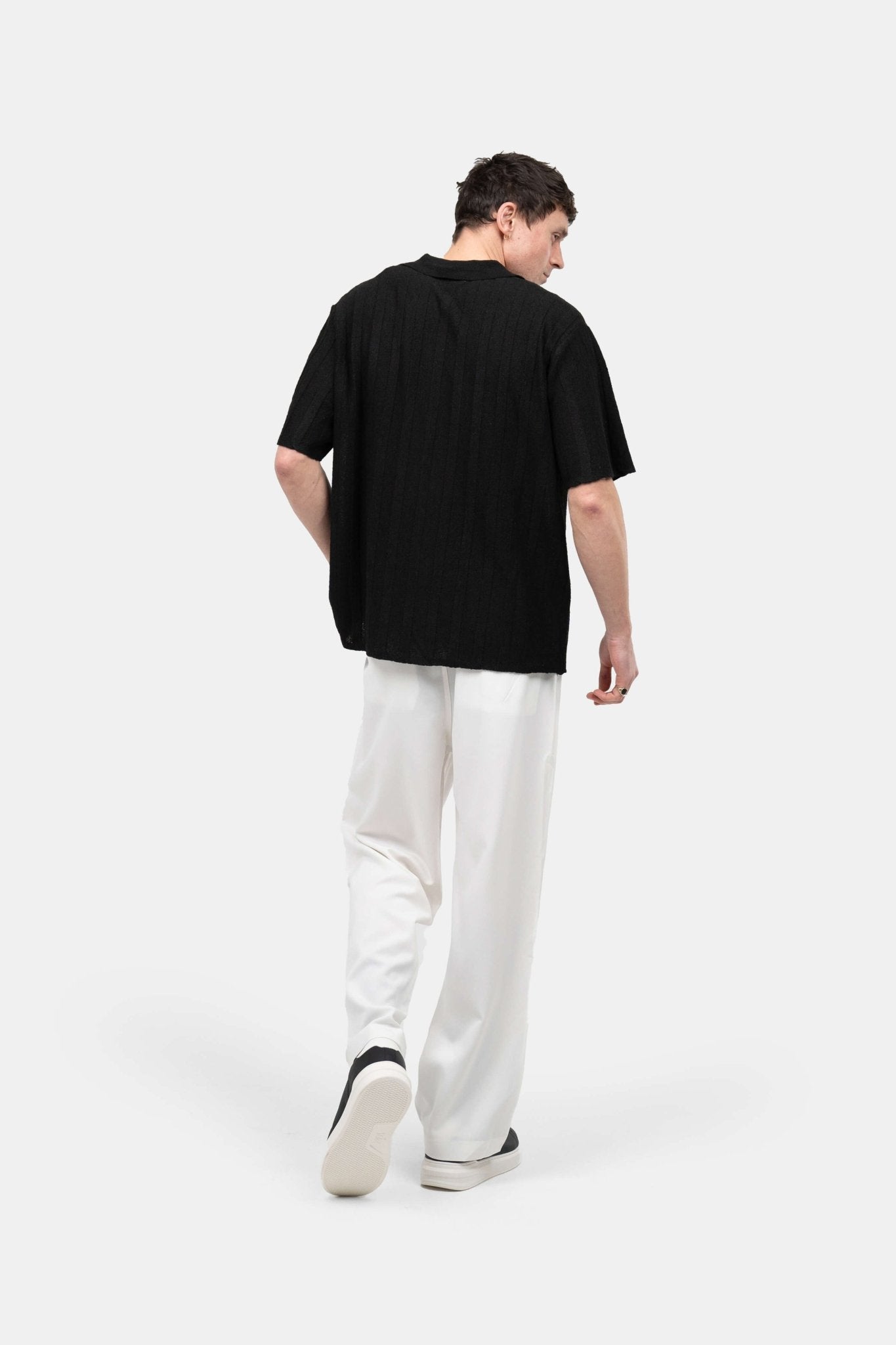 Kortærmet Textured Skjorte Sort |  Skagen-clothing.dk