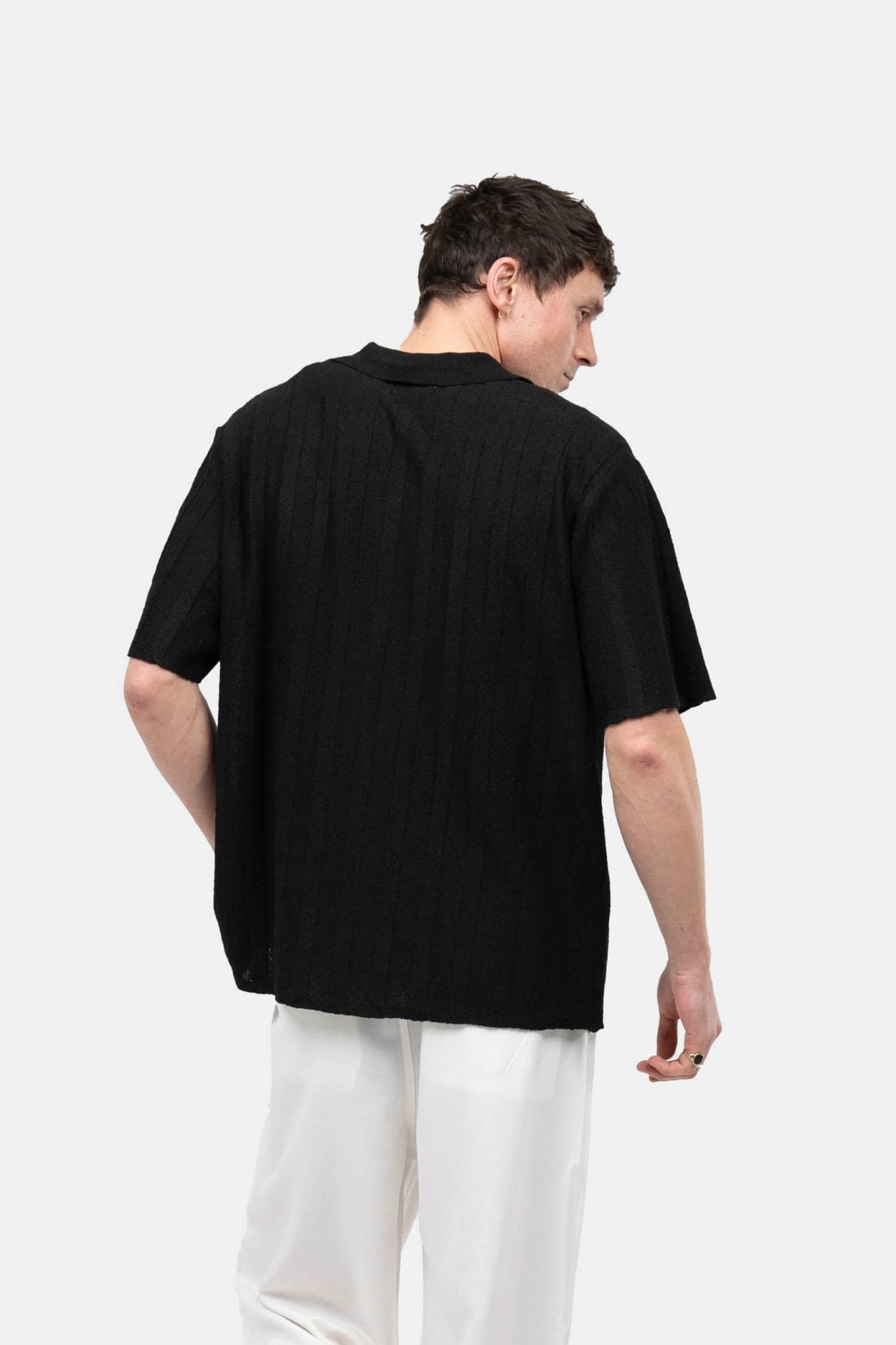 Kortærmet Textured Skjorte Sort |  Skagen-clothing.dk