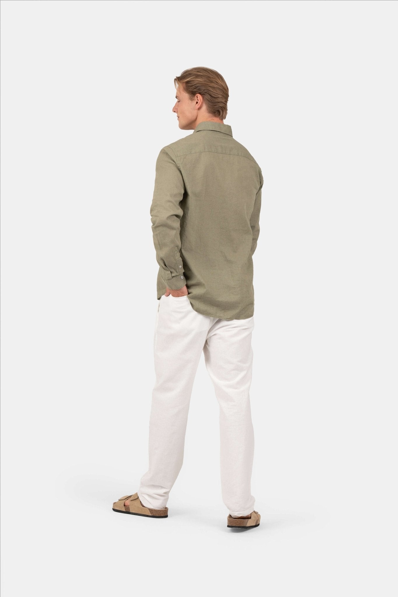Langærmet Hørskjorte Army |  Skagen-clothing.dk