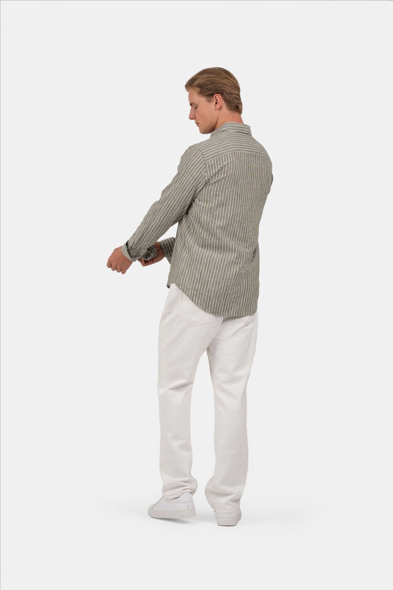 Langærmet Hørskjorte Army Stribet |  Skagen-clothing.dk