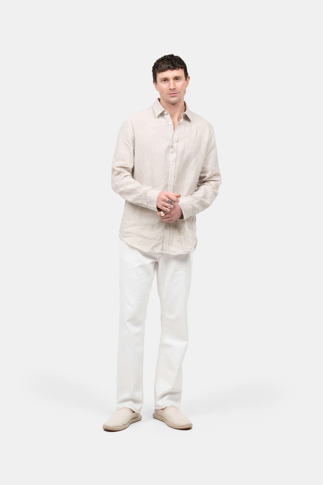 Langærmet Hørskjorte Beige |  Skagen-clothing.dk