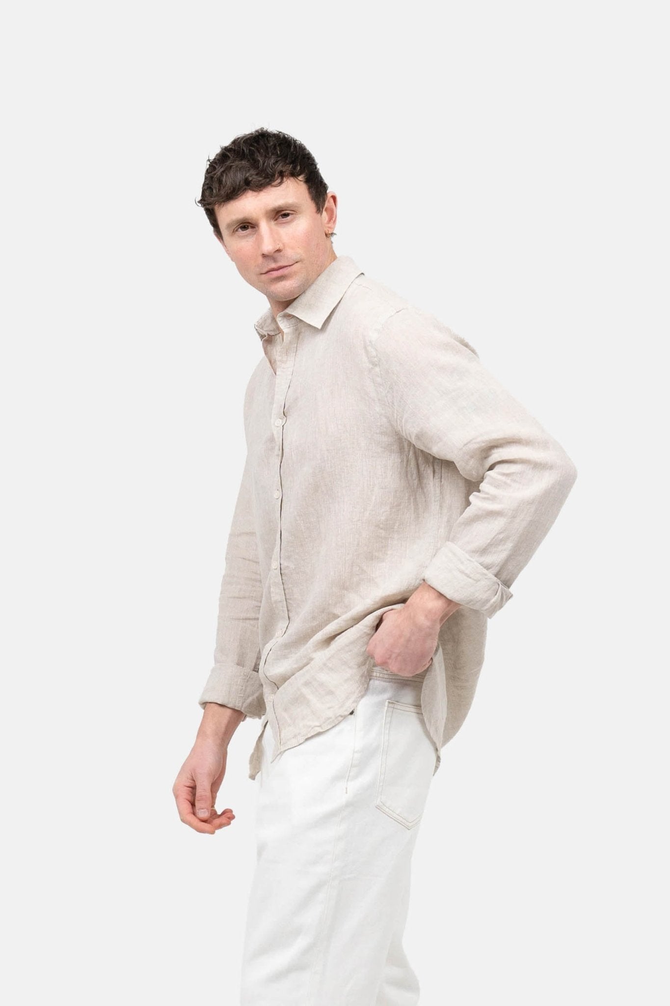 Langærmet Hørskjorte Beige |  Skagen-clothing.dk