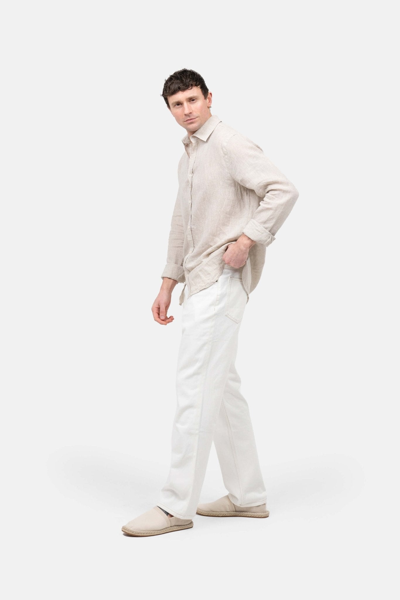 Langærmet Hørskjorte Beige |  Skagen-clothing.dk