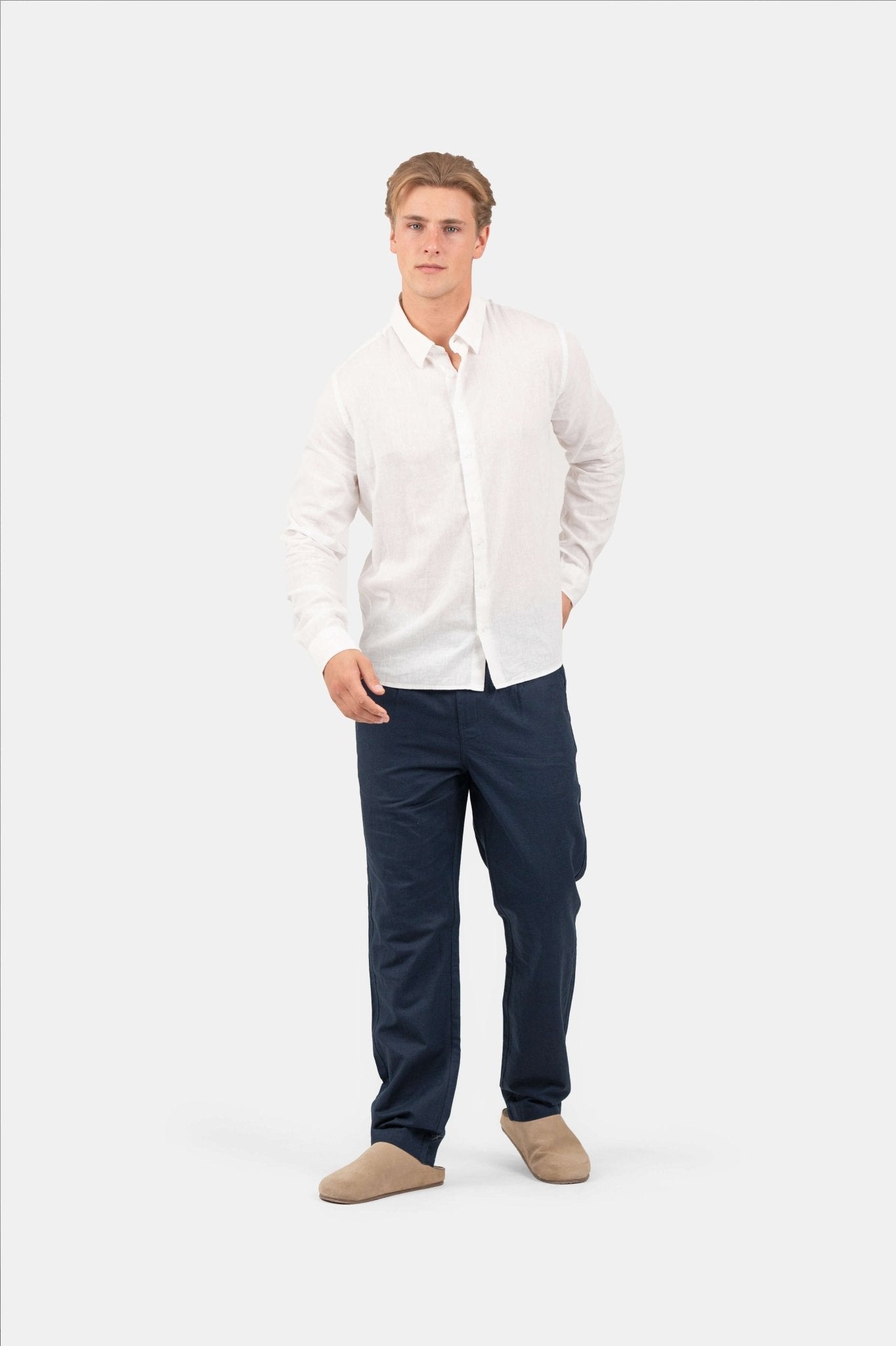 Langærmet Hørskjorte Hvid |  Skagen-clothing.dk