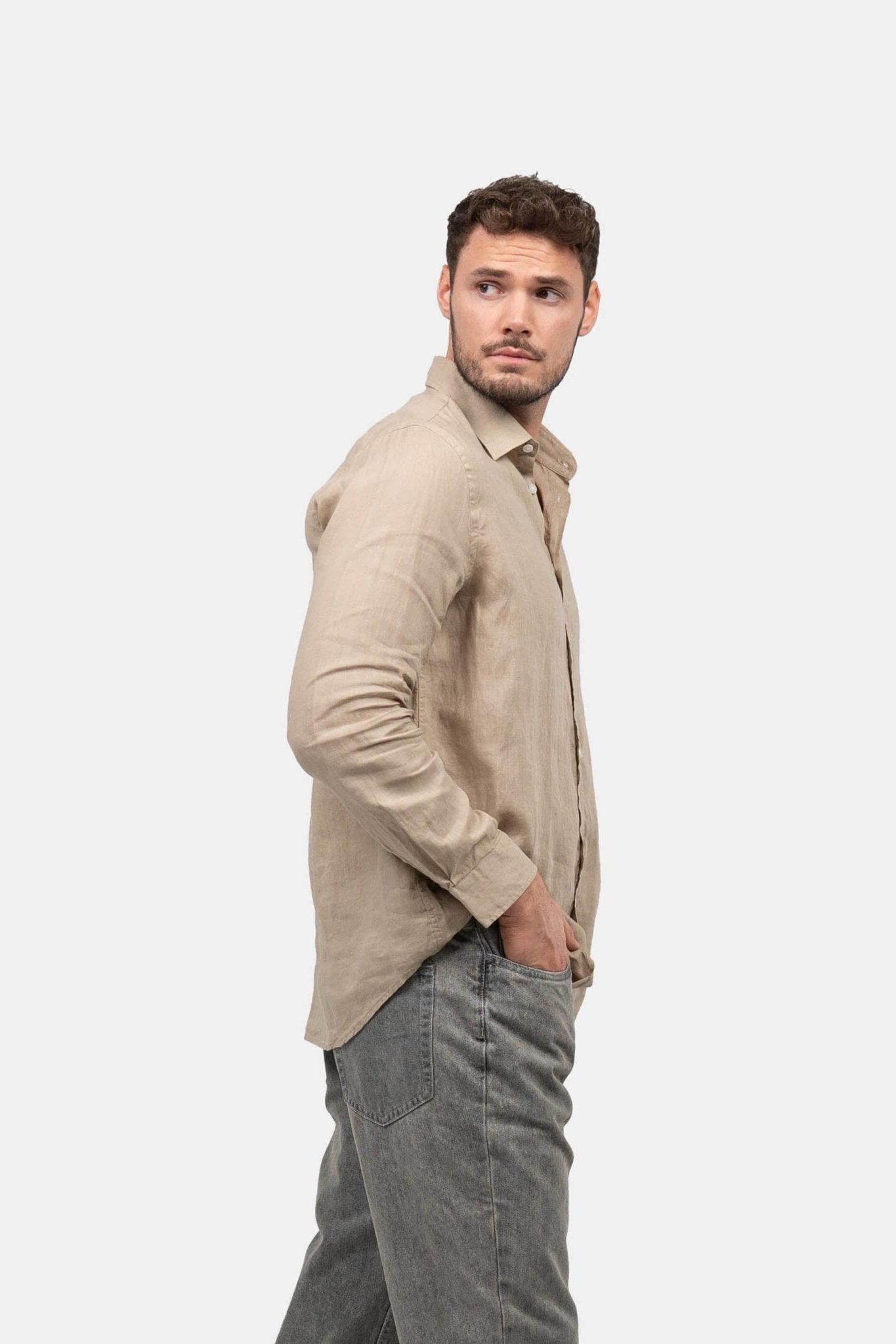 Langærmet Hørskjorte Mokka |  Skagen-clothing.dk