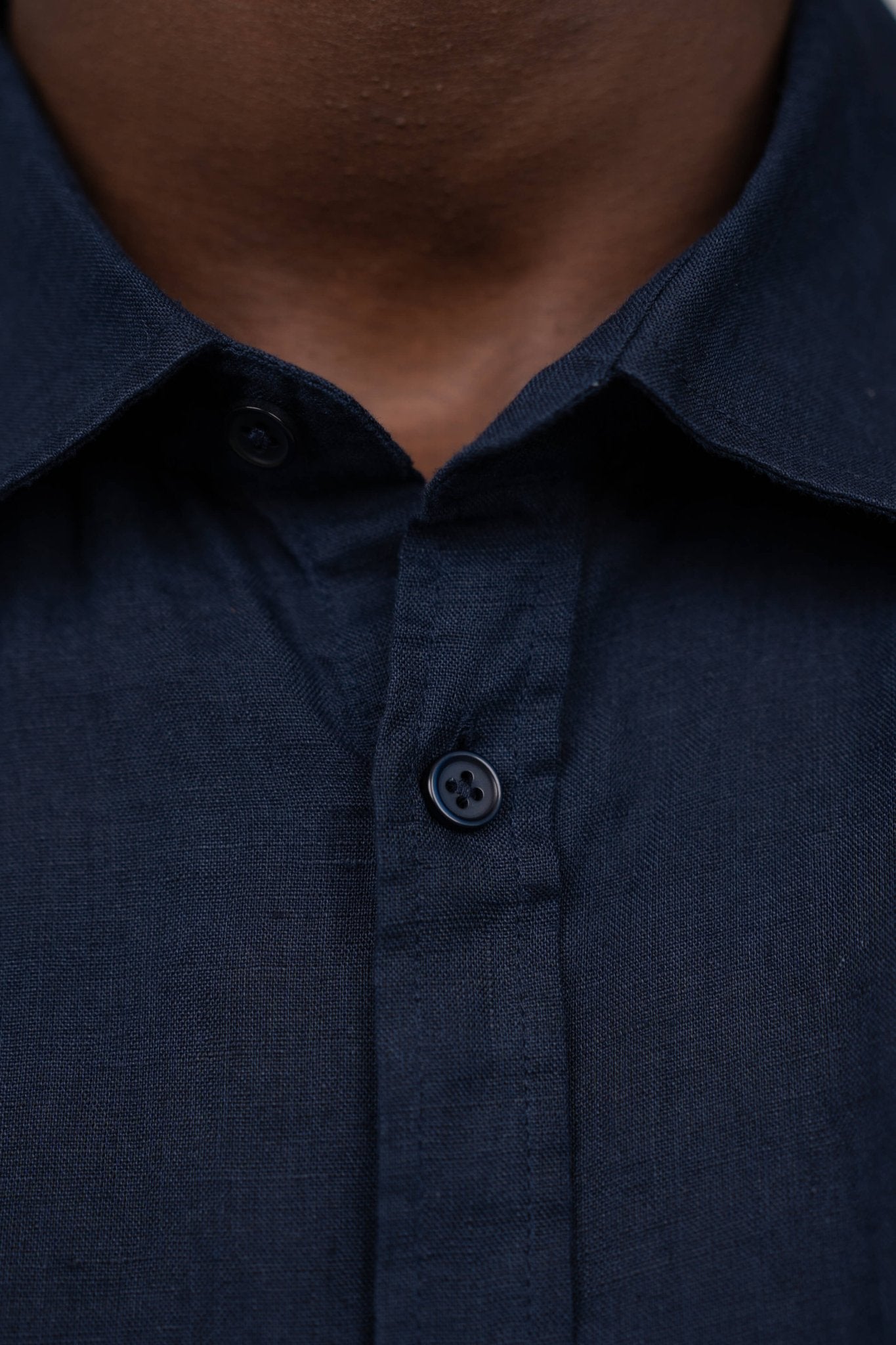 Langærmet Hørskjorte Navy |  Skagen-clothing.dk