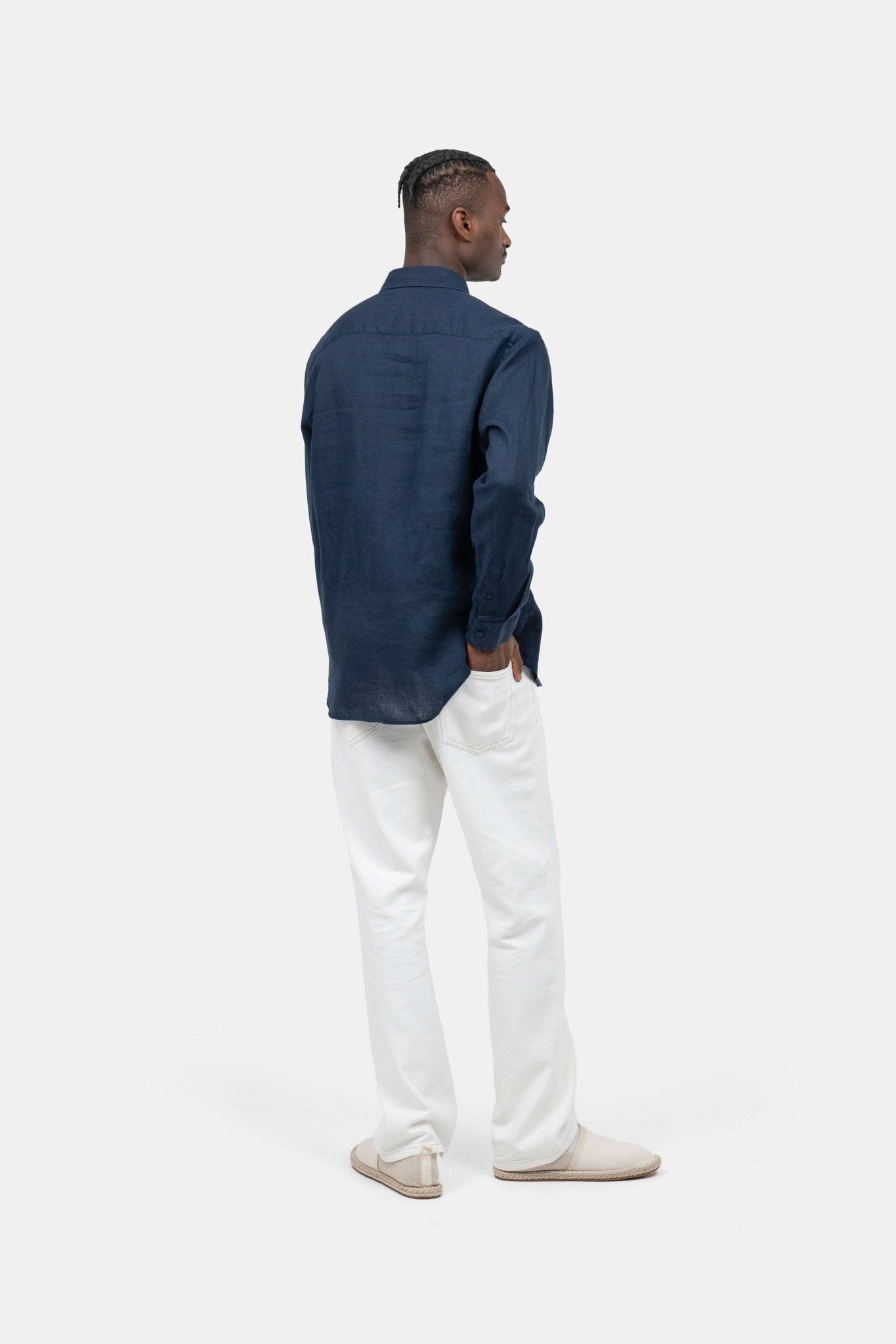 Langærmet Hørskjorte Navy |  Skagen-clothing.dk