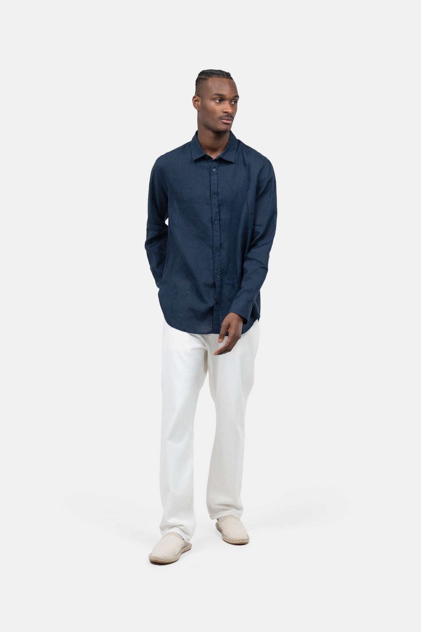 Langærmet Hørskjorte Navy |  Skagen-clothing.dk