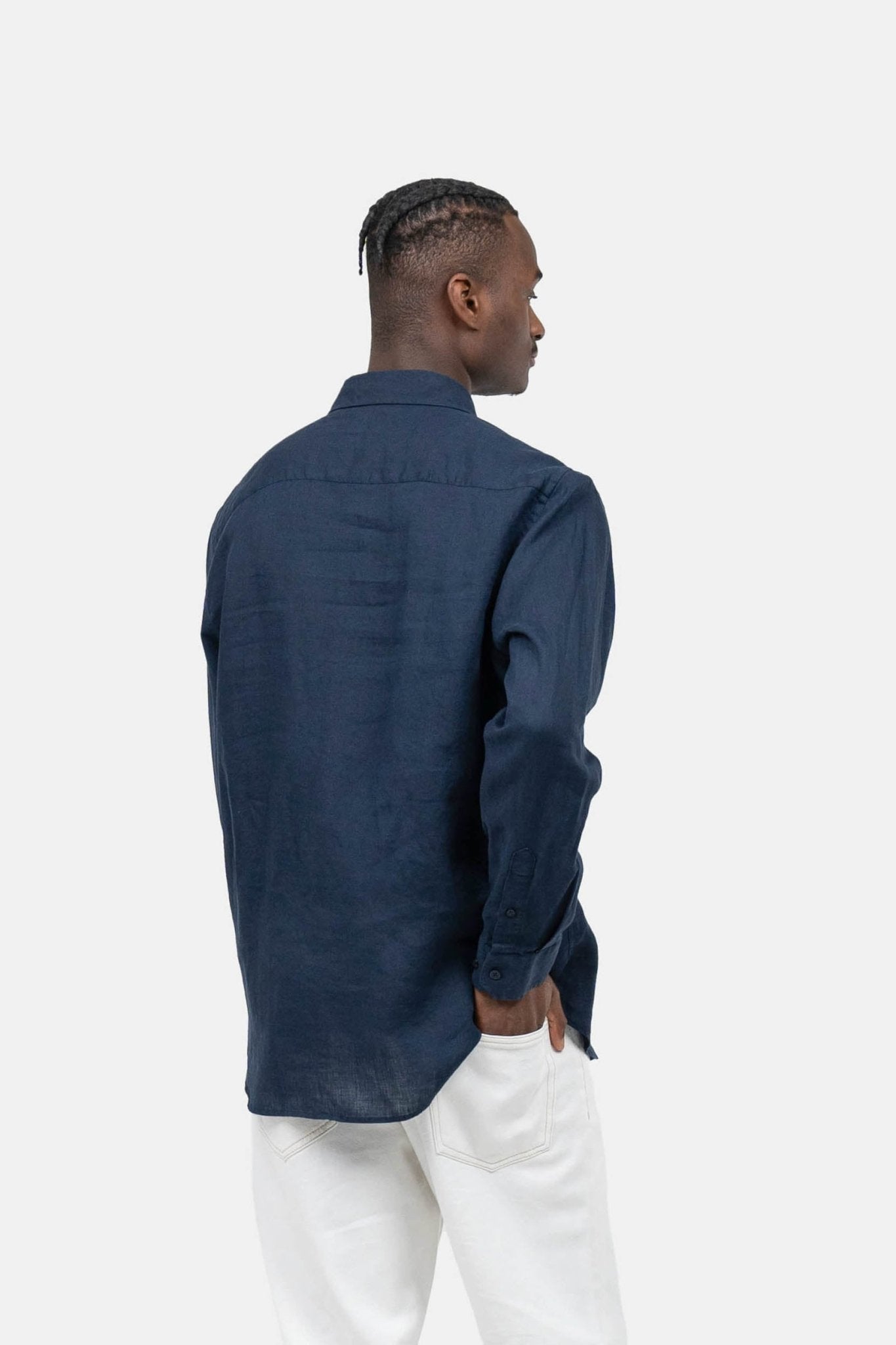 Langærmet Hørskjorte Navy |  Skagen-clothing.dk