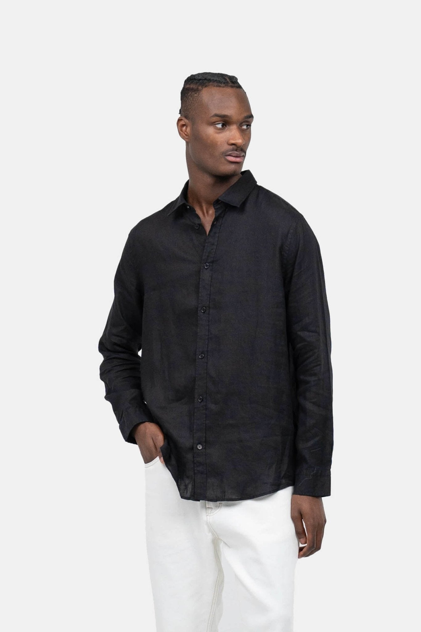 Langærmet Hørskjorte Sort |  Skagen-clothing.dk