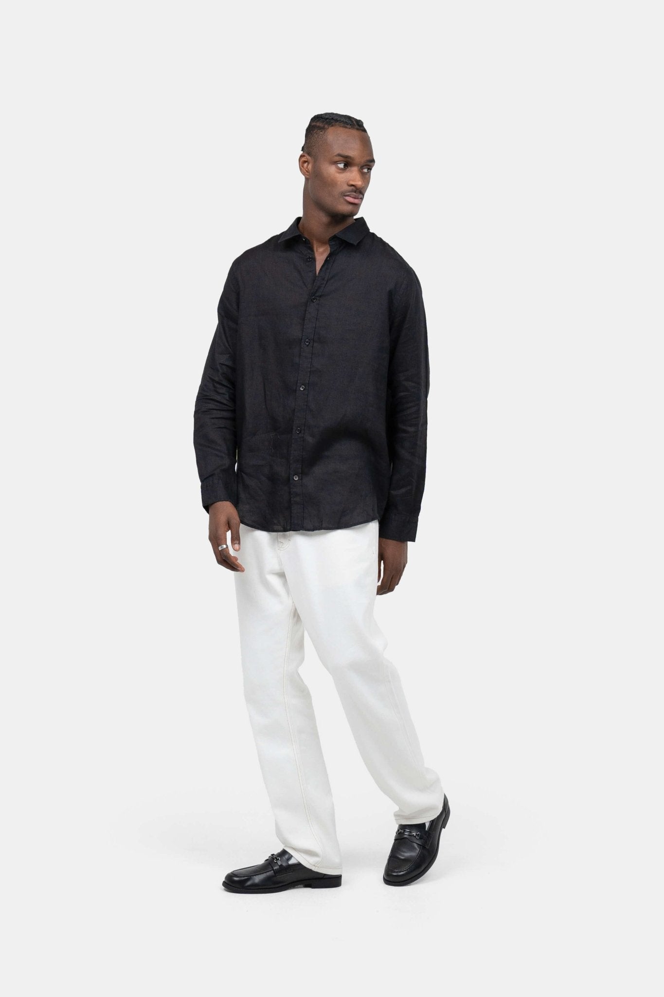 Langærmet Hørskjorte Sort |  Skagen-clothing.dk
