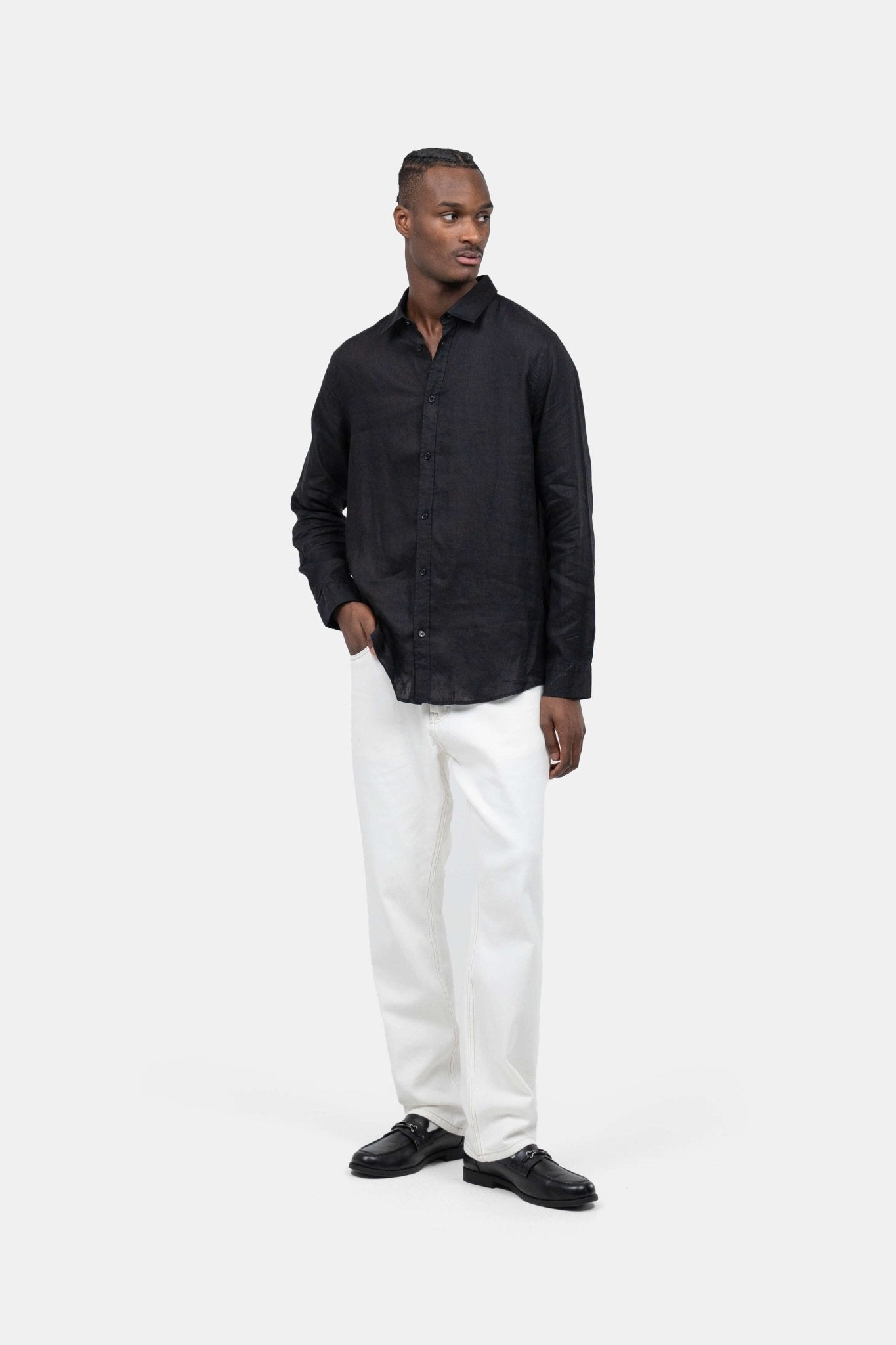 Langærmet Hørskjorte Sort |  Skagen-clothing.dk