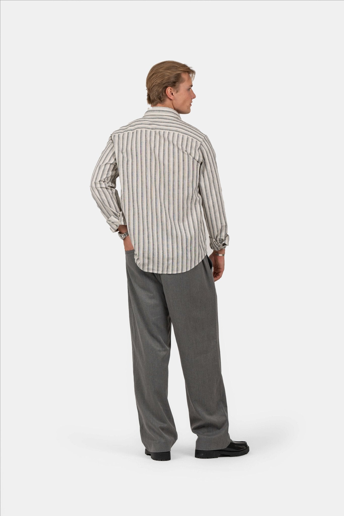 Langærmet Hørskjorte Sort Stribet |  Skagen-clothing.dk
