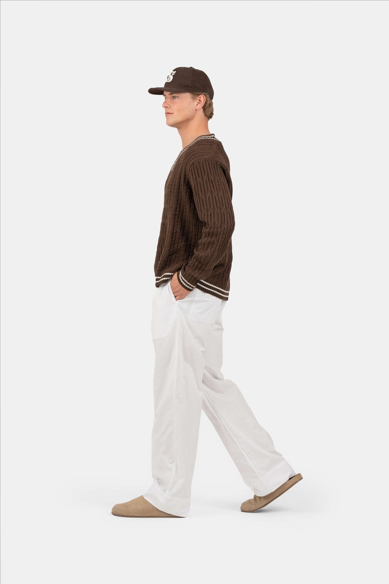 Langærmet Kabel Strik Brun |  Skagen-clothing.dk