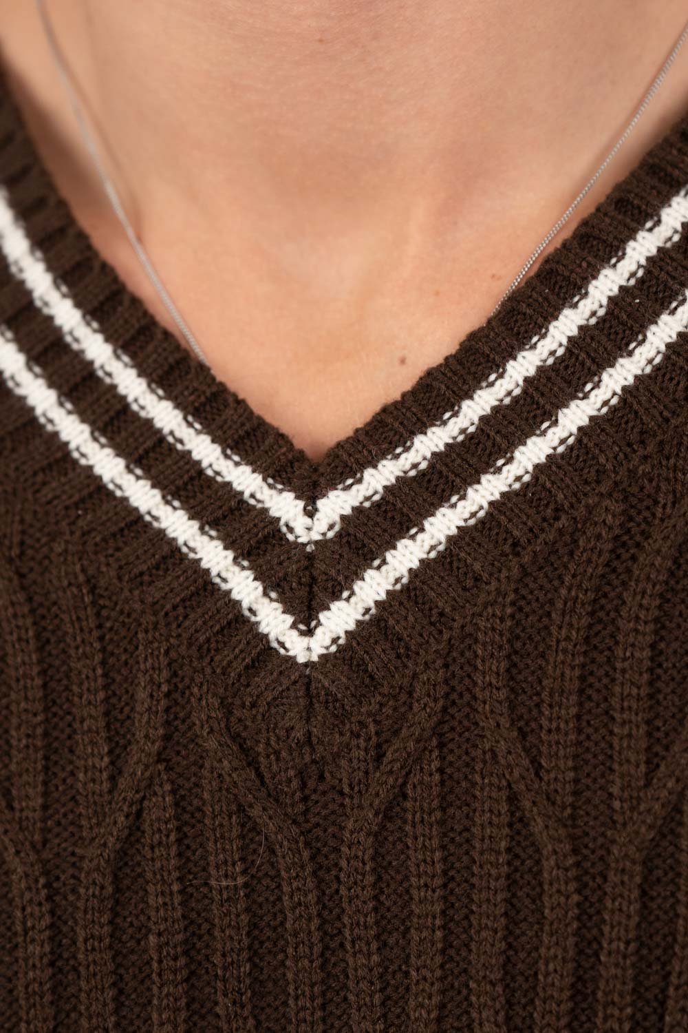Langærmet Kabel Strik Brun |  Skagen-clothing.dk