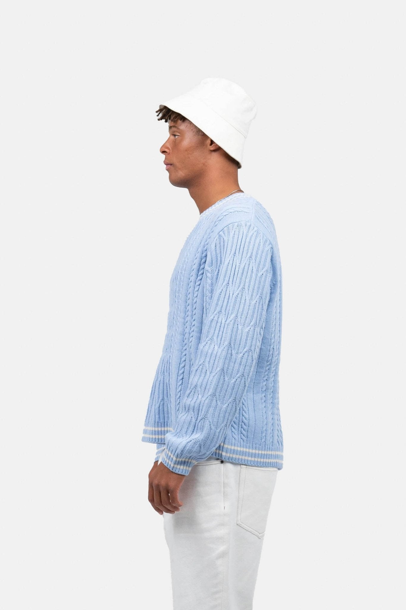 Langærmet Kabel Strik Lyseblå |  Skagen-clothing.dk