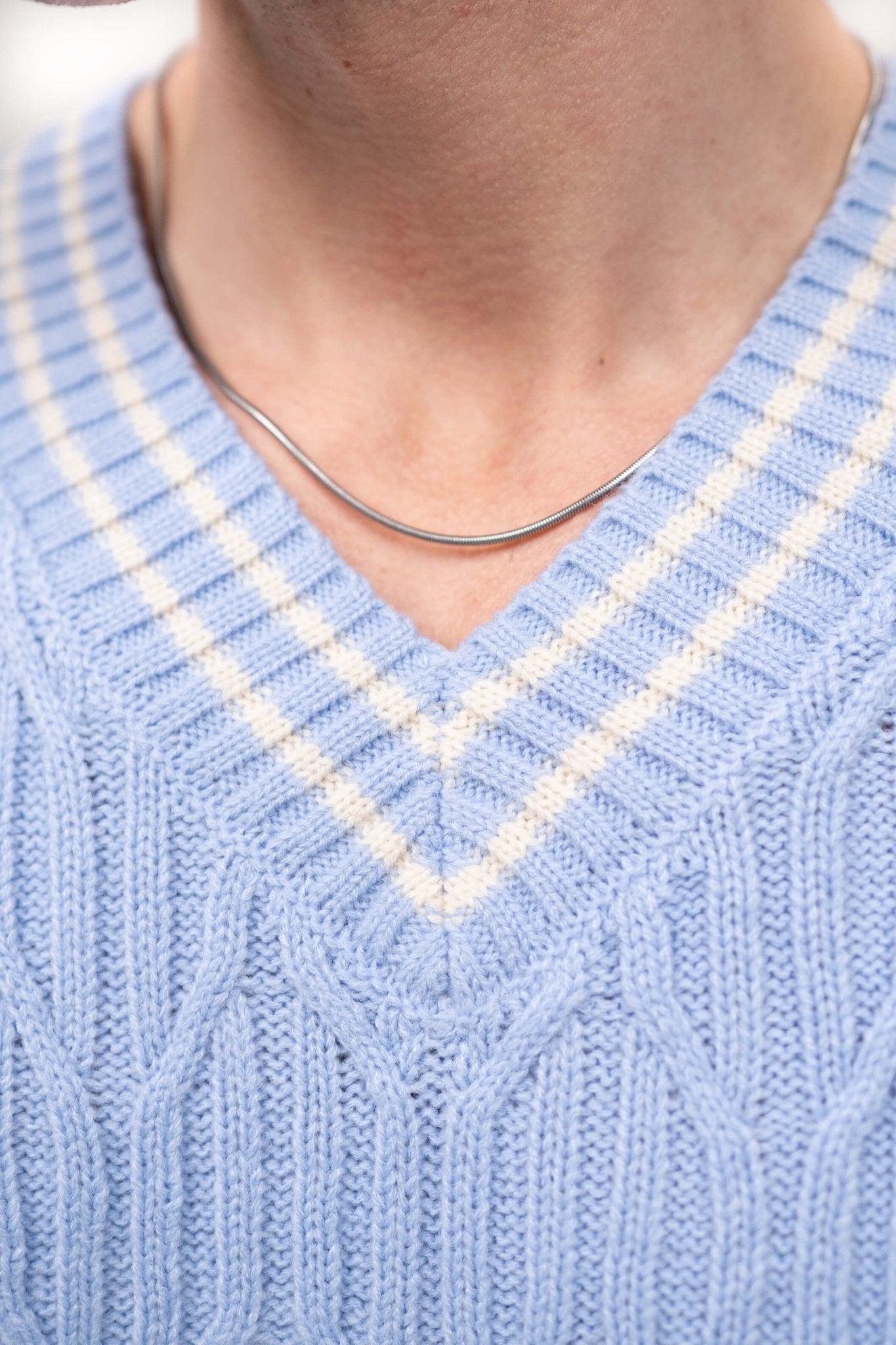 Langærmet Kabel Strik Lyseblå |  Skagen-clothing.dk