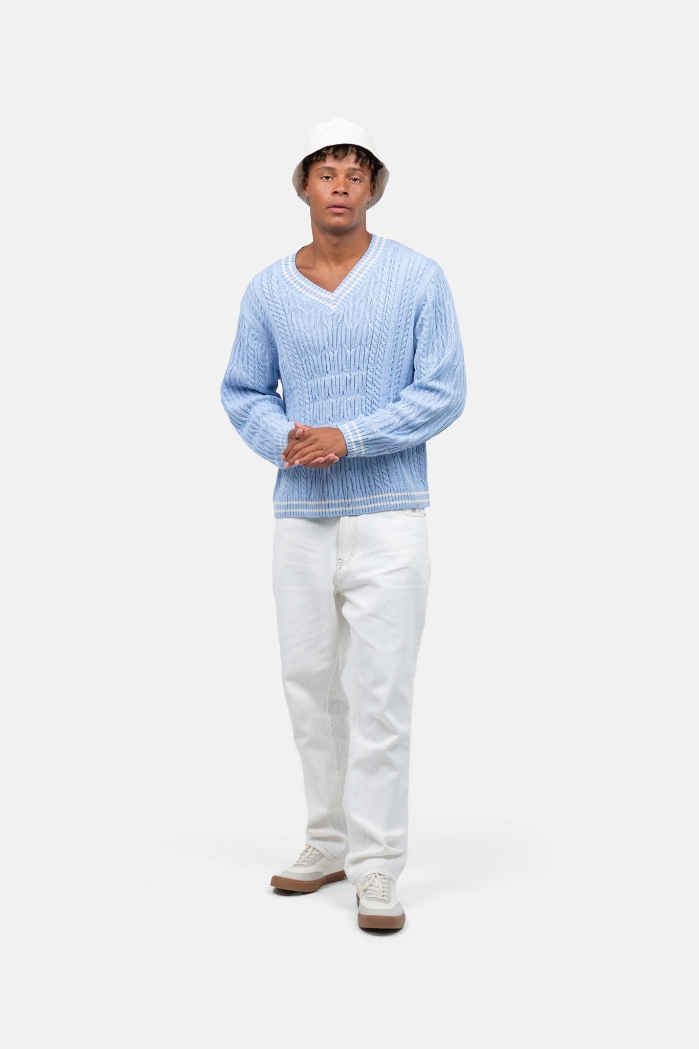 Langærmet Kabel Strik Lyseblå |  Skagen-clothing.dk